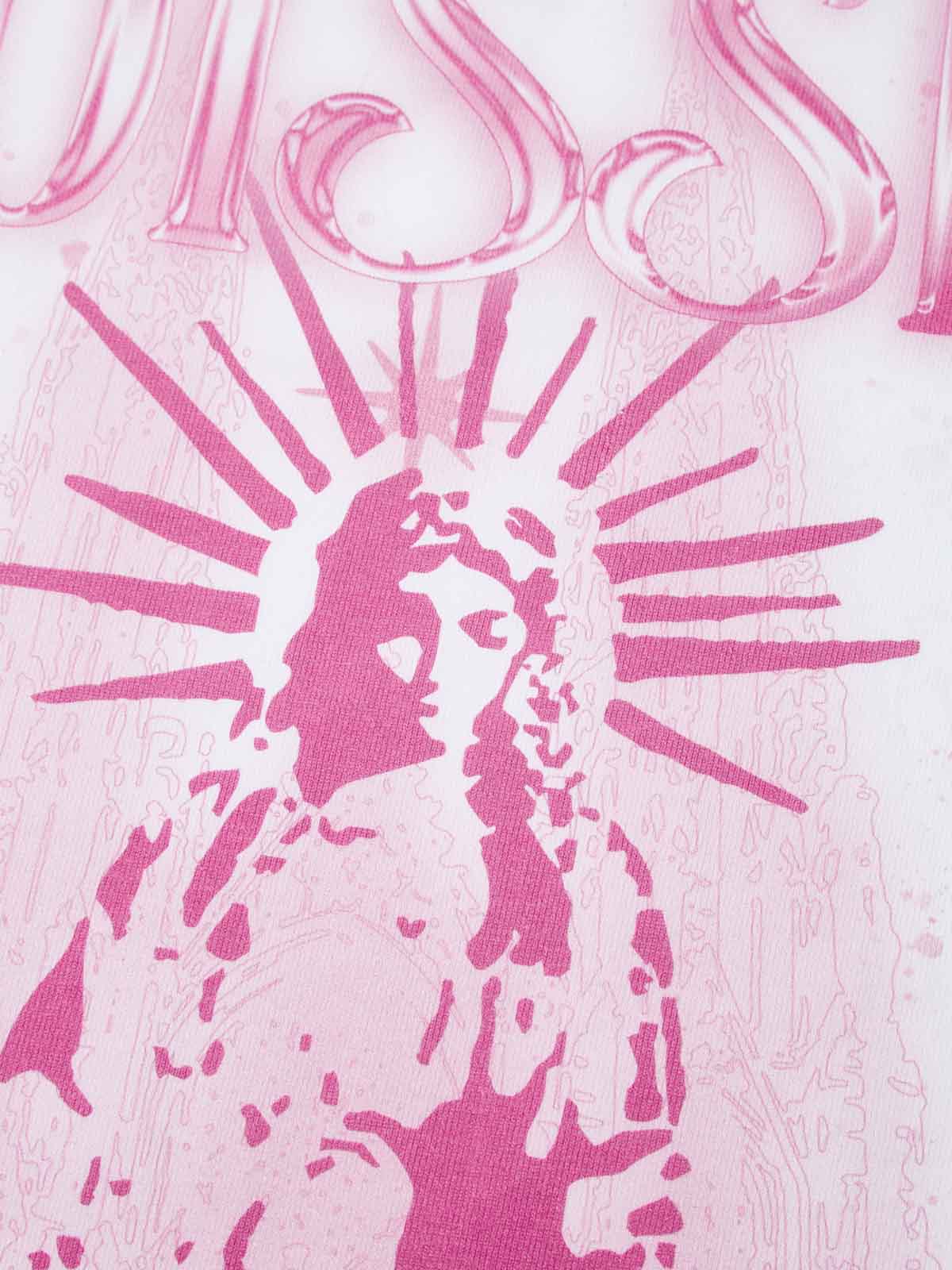 Pink Madonna Glittery White Print T-Shirt