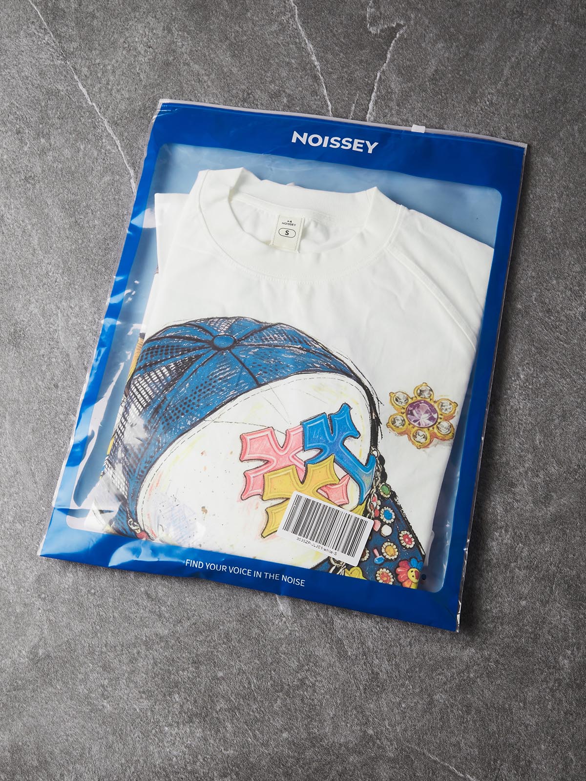 NOISSEY Hip-Hop Trucker Hat Graphic Heavyweight Faux Two-Piece Crewneck Long Sleeves