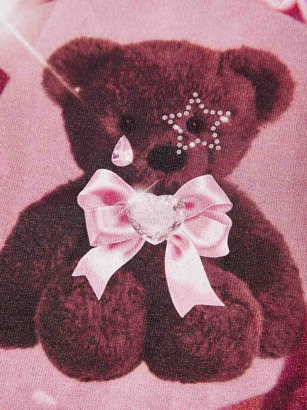 Pink Diamond Bowtie Teddy Print T-shirt