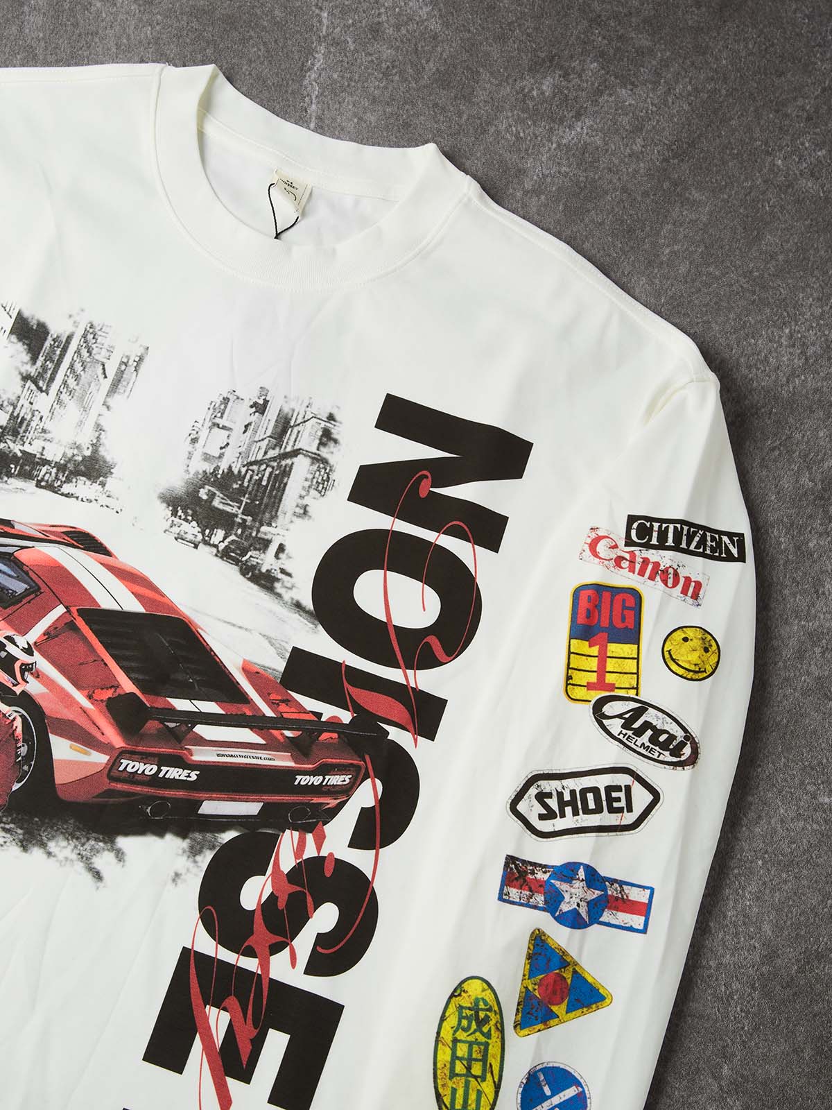NOISSEY Red Racer Urban Scene Graphic Long Sleeve  - White