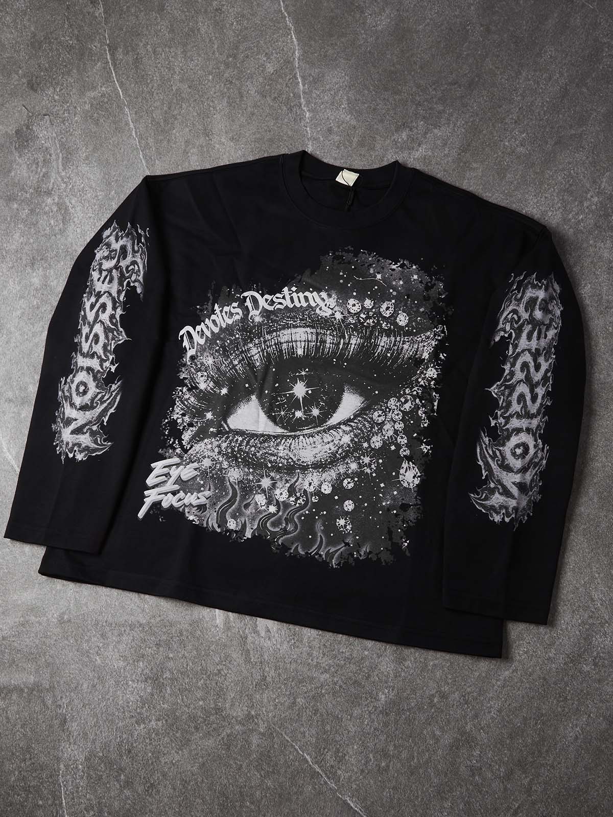 NOISSEY Devotes Destiny Mystic Eye Rhinestone Heavyweight Cotton Blend Long Sleeve