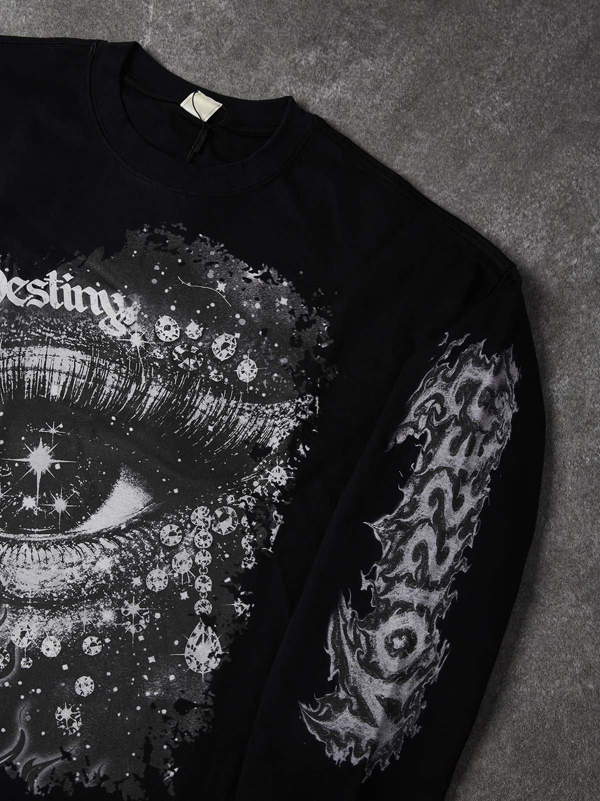 NOISSEY Devotes Destiny Mystic Eye Rhinestone Heavyweight Cotton Blend Long Sleeve