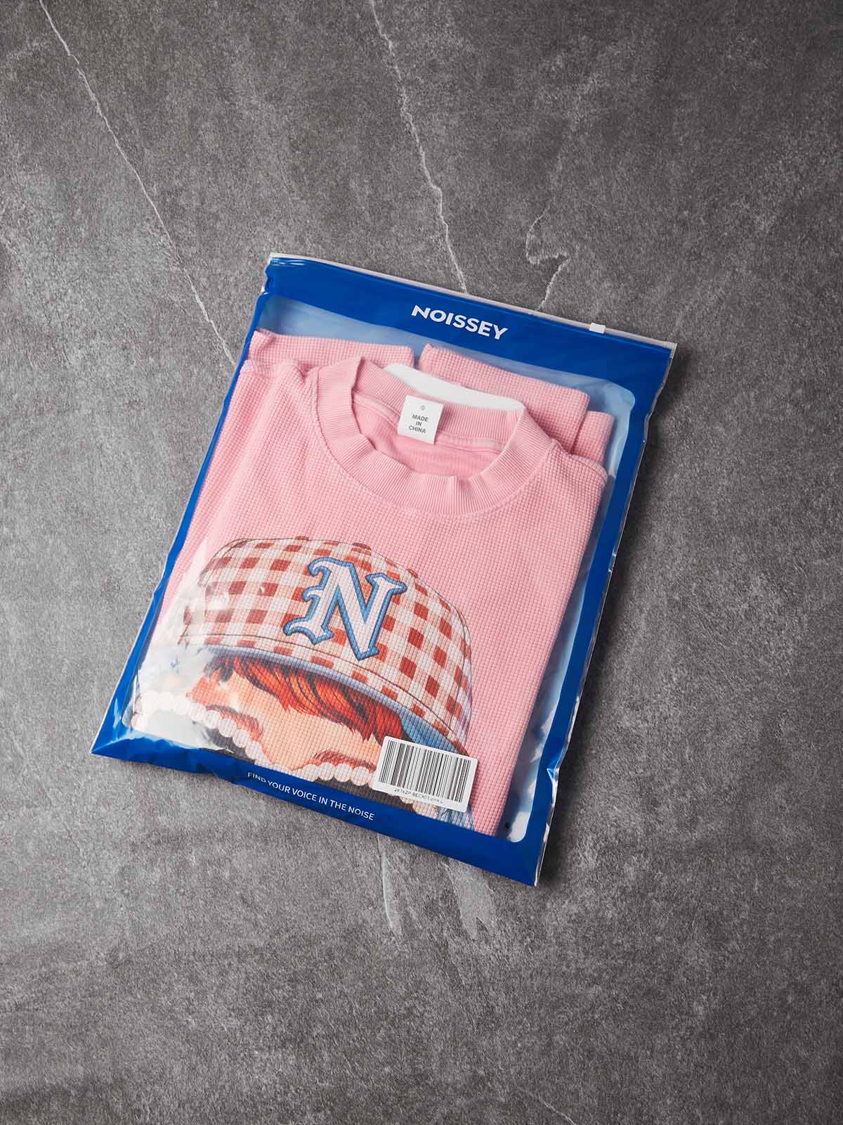 NOISSEY Newman Defiance Waffle Knit Long Sleeve - Pink