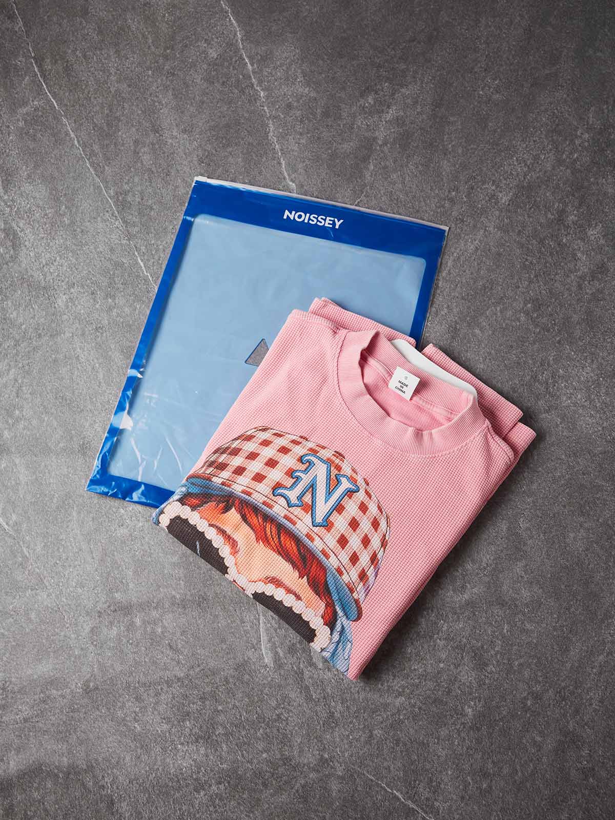 NOISSEY Newman Defiance Waffle Knit Long Sleeve - Pink