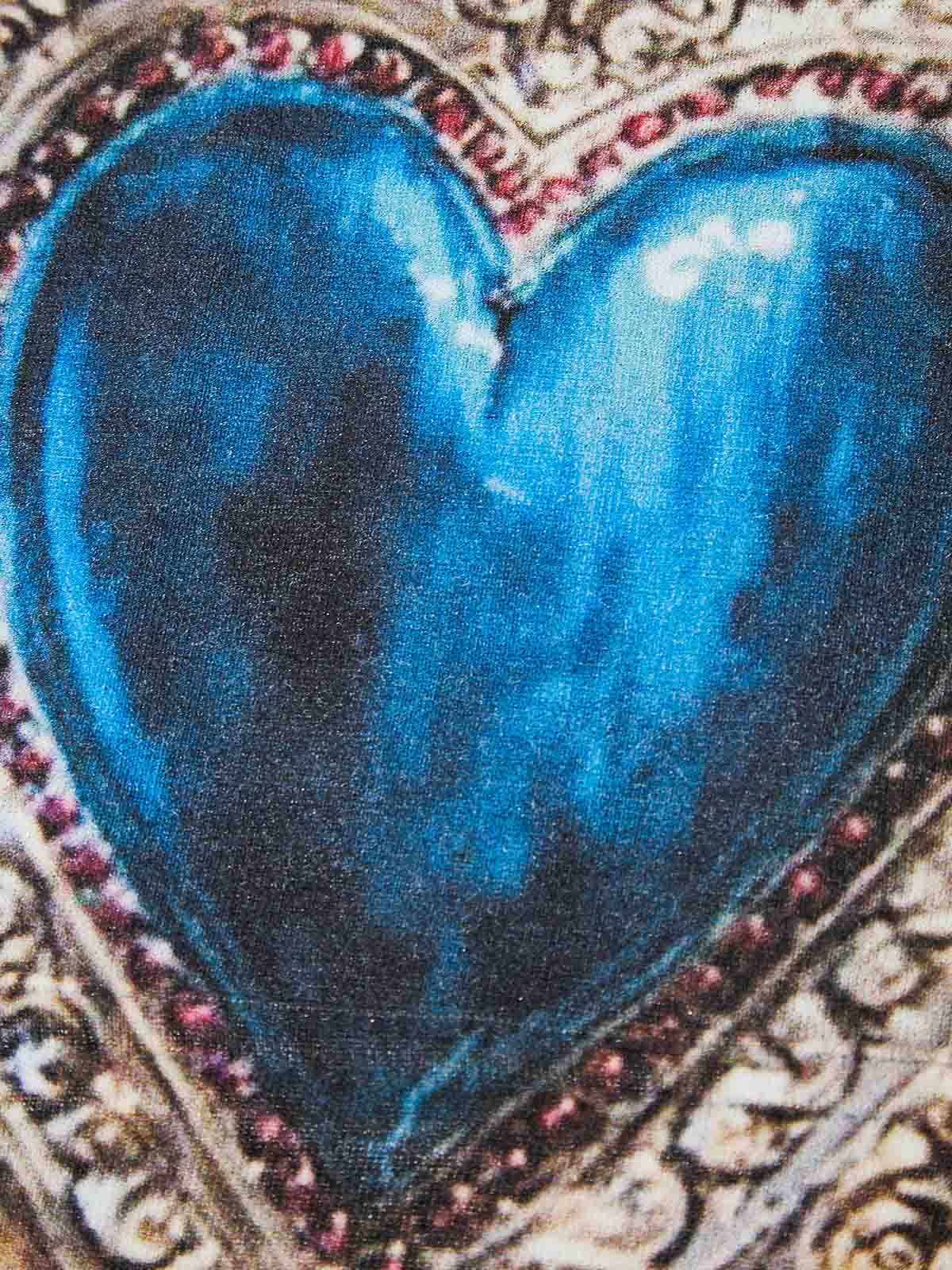 Blue Sacred Tin Heart Print 350g Washed Hoodie