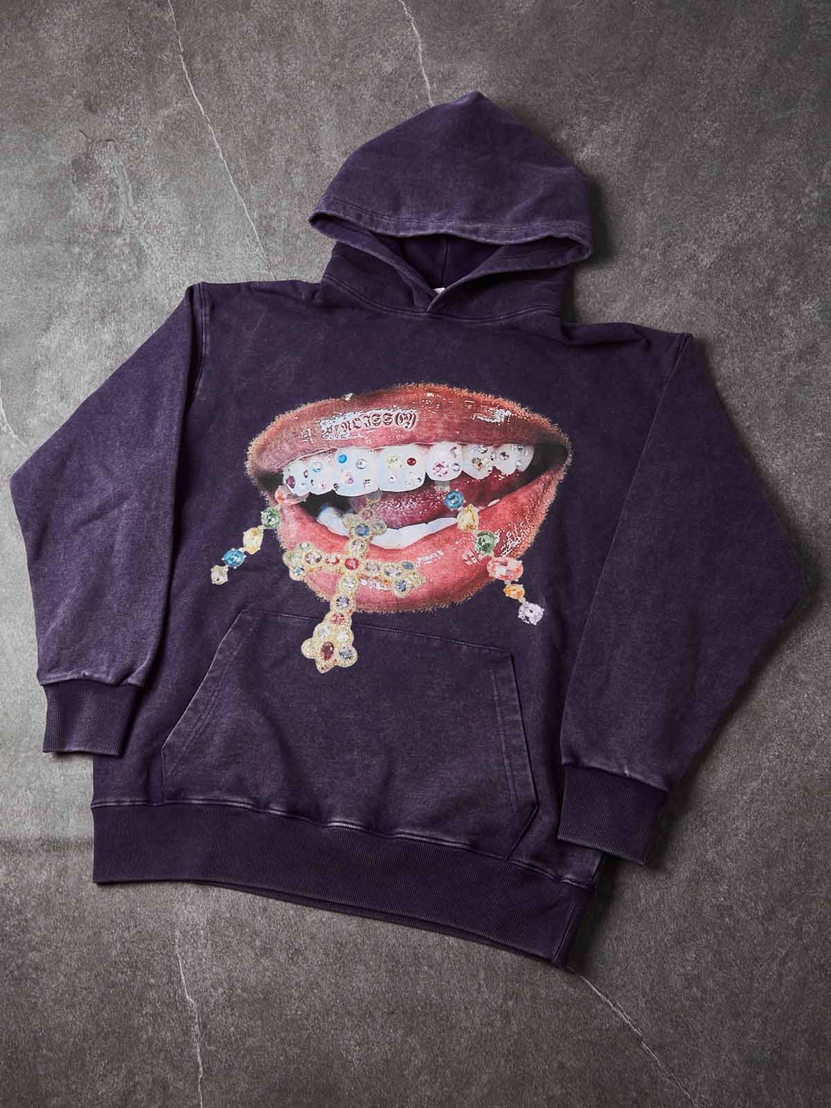 NOISSEY Vintage Wash "Diamond Cross Grillz" Heavyweight Hoodie (425g)