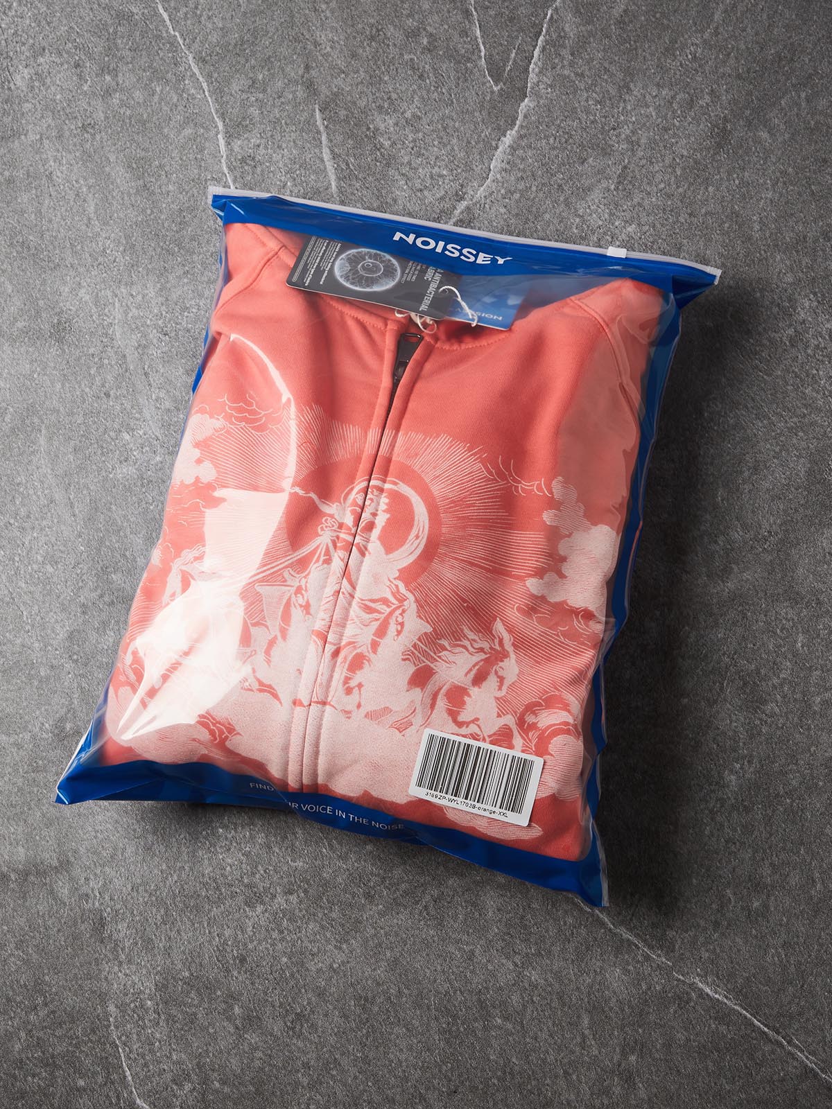 NOISSEY Sun God Monochrome Art Heavyweight Full-Zip Hoodie - Orange