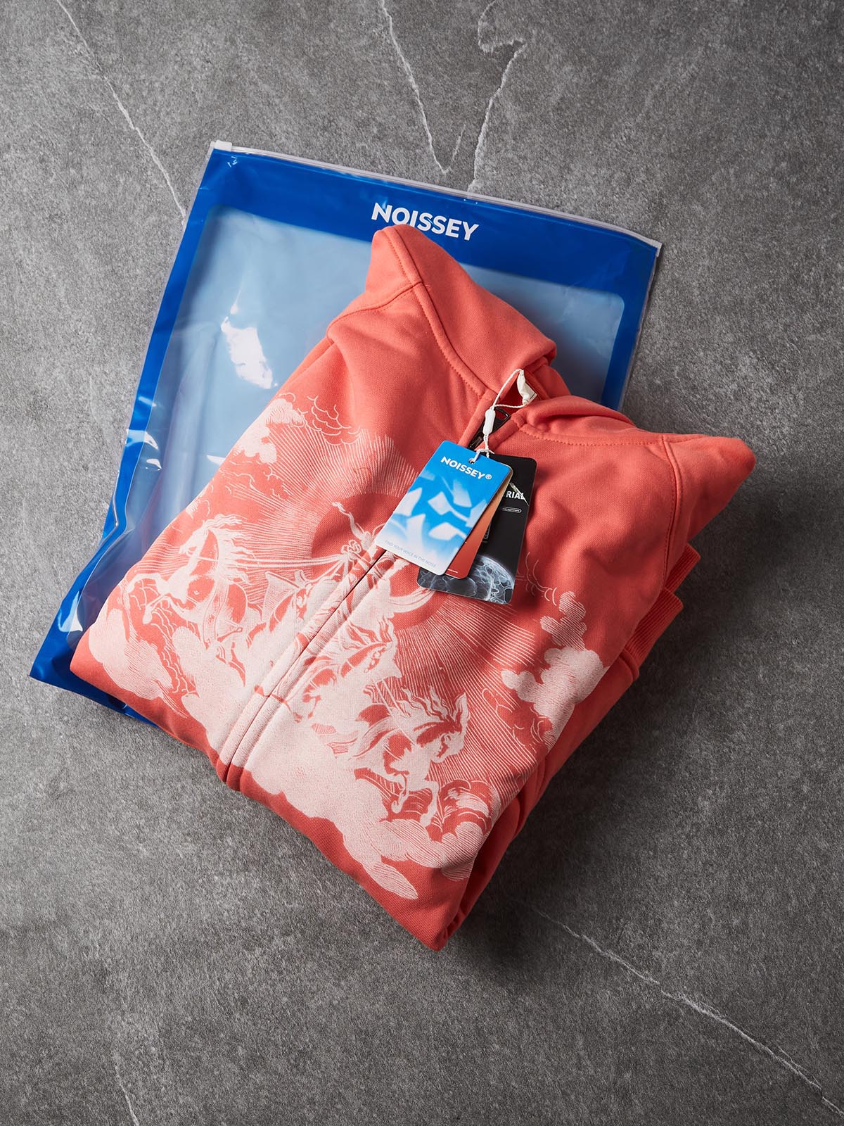 NOISSEY Sun God Monochrome Art Heavyweight Full-Zip Hoodie - Orange