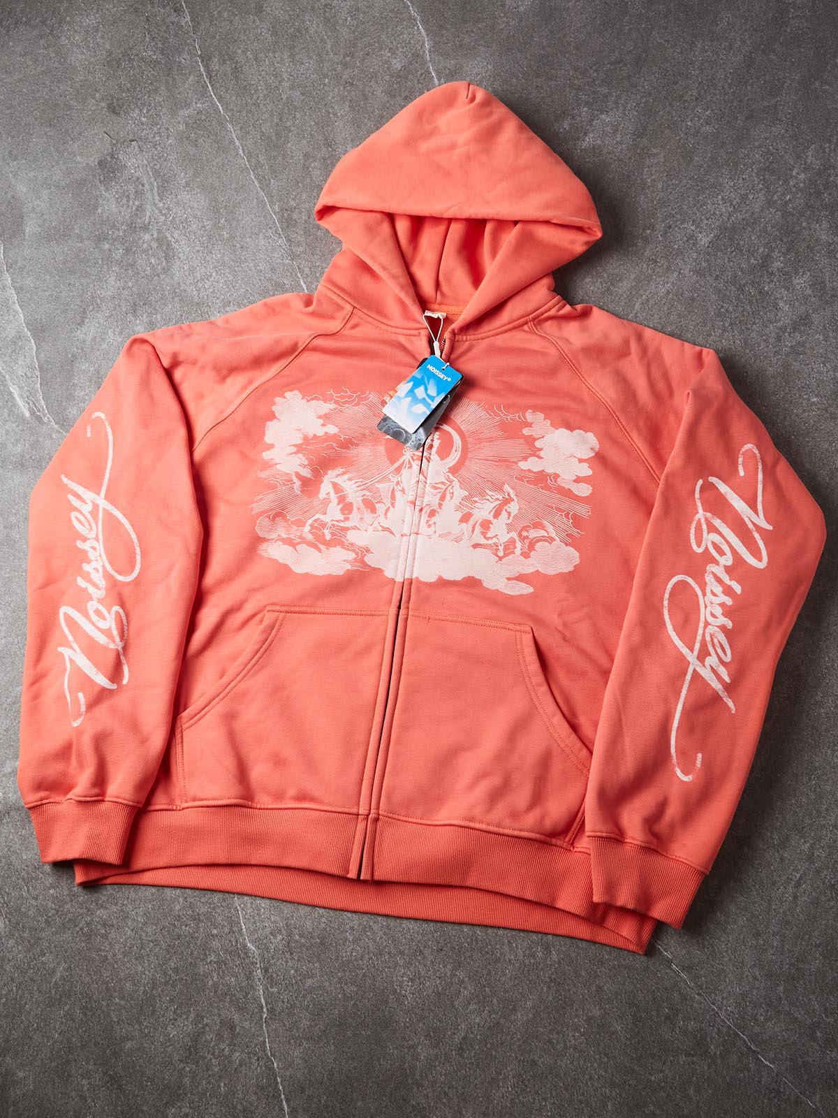 NOISSEY Sun God Monochrome Art Heavyweight Full-Zip Hoodie - Orange