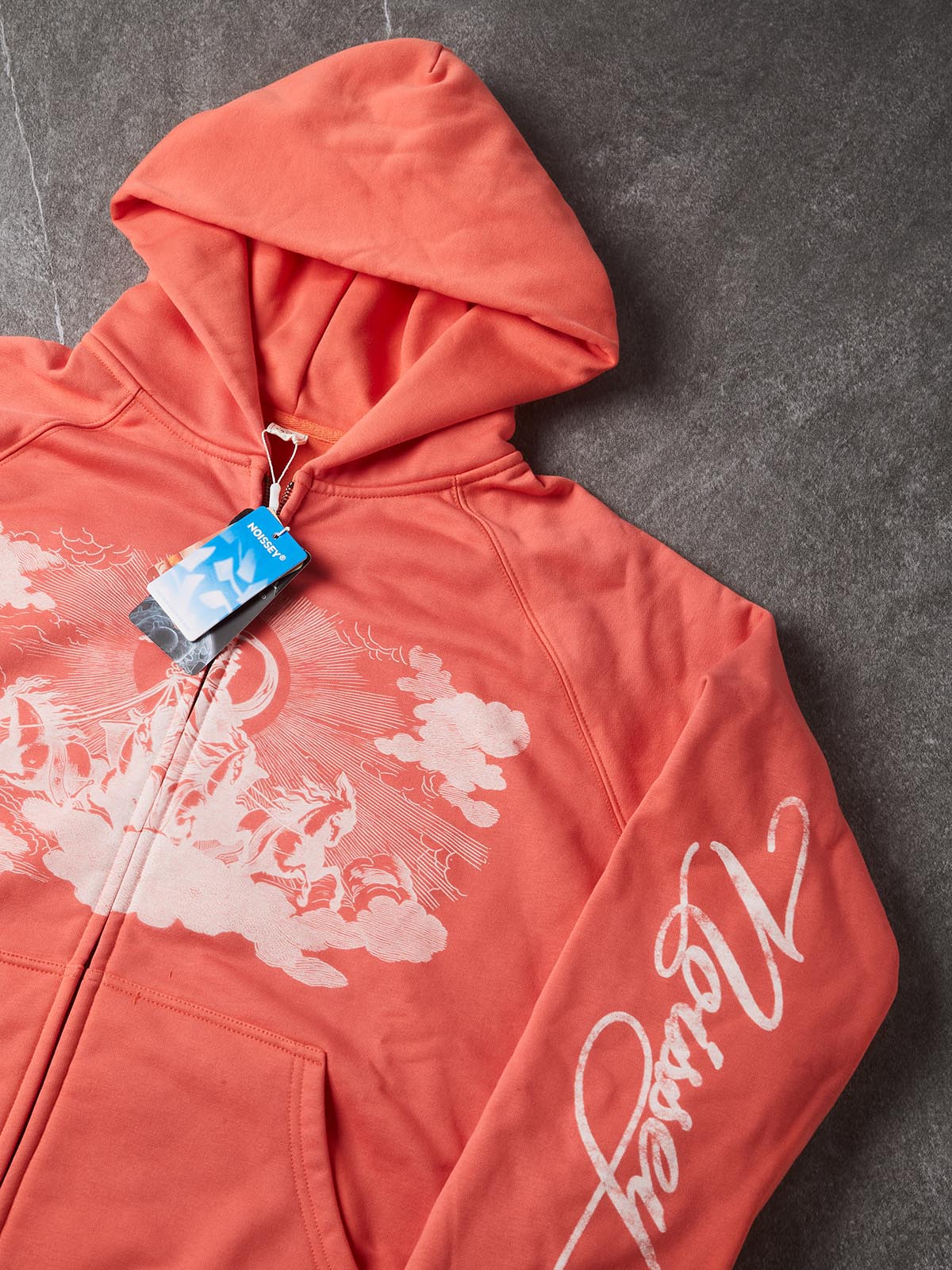 NOISSEY Sun God Monochrome Art Heavyweight Full-Zip Hoodie - Orange
