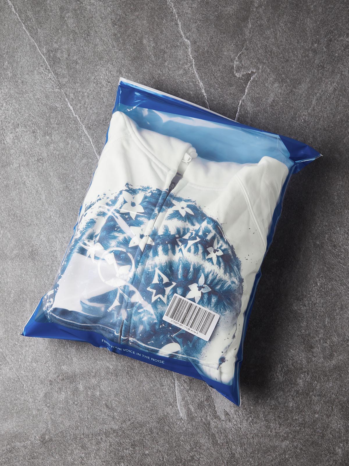NOISSEY "Blue Braid" Iconic Floral Hair Art Zip-Up Hoodie - White