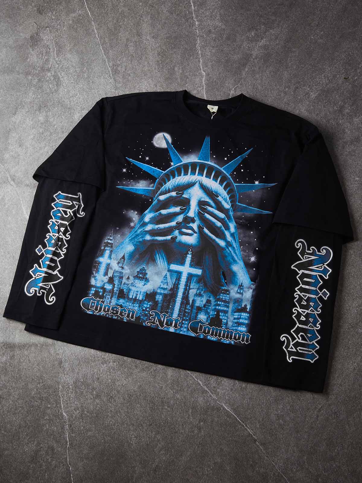 NOISSEY "Gothic Nocturne" Faux-Layered Long-Sleeve Shirt