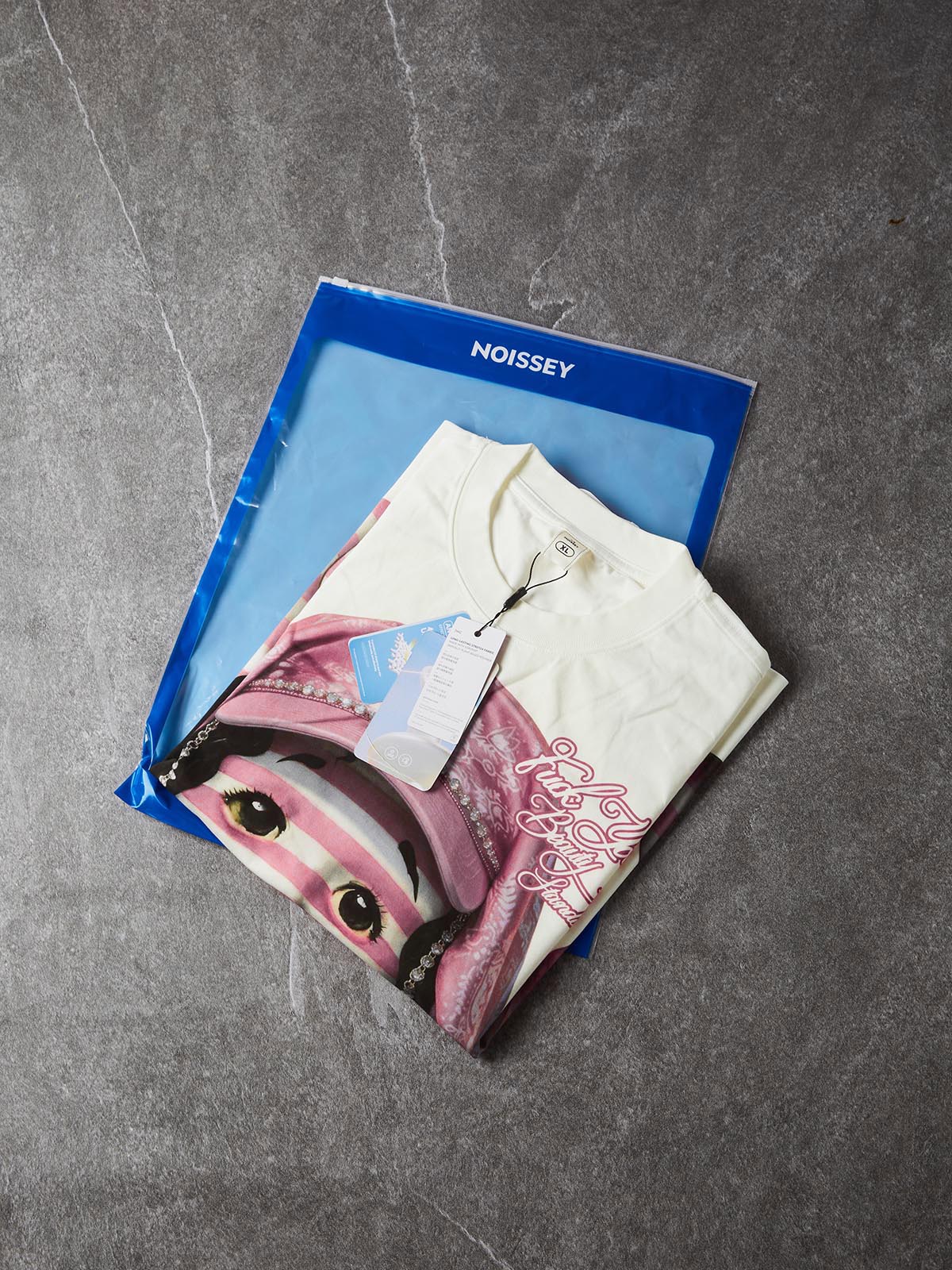 NOISSEY Beauty Standard Pink Striped Doll Graphic Boxy Tee - Streetwear T-Shirt