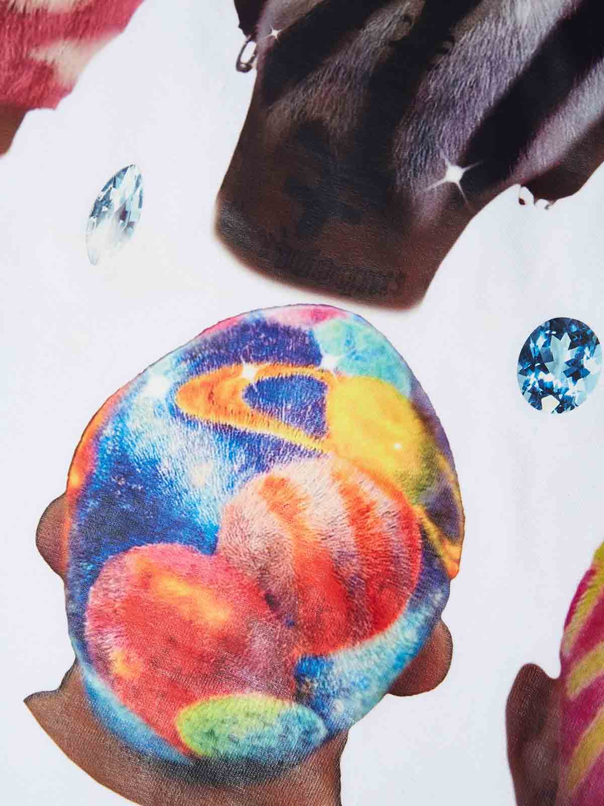 Exclusive Colorful Diamond Print White print T-shirt