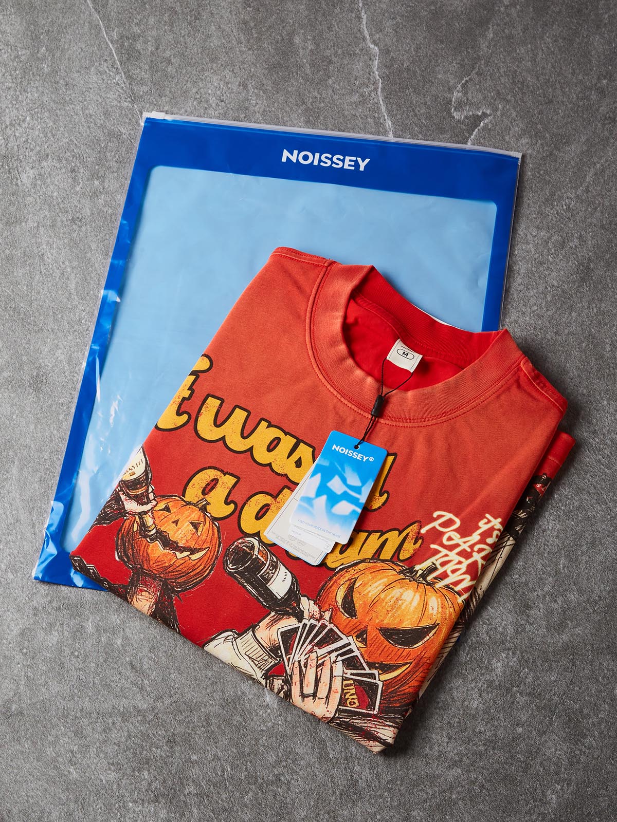 NOISSEY It Was All A Dream Orange-Red Gradient Halloween Boxy Short Sleeve T-Shirt
