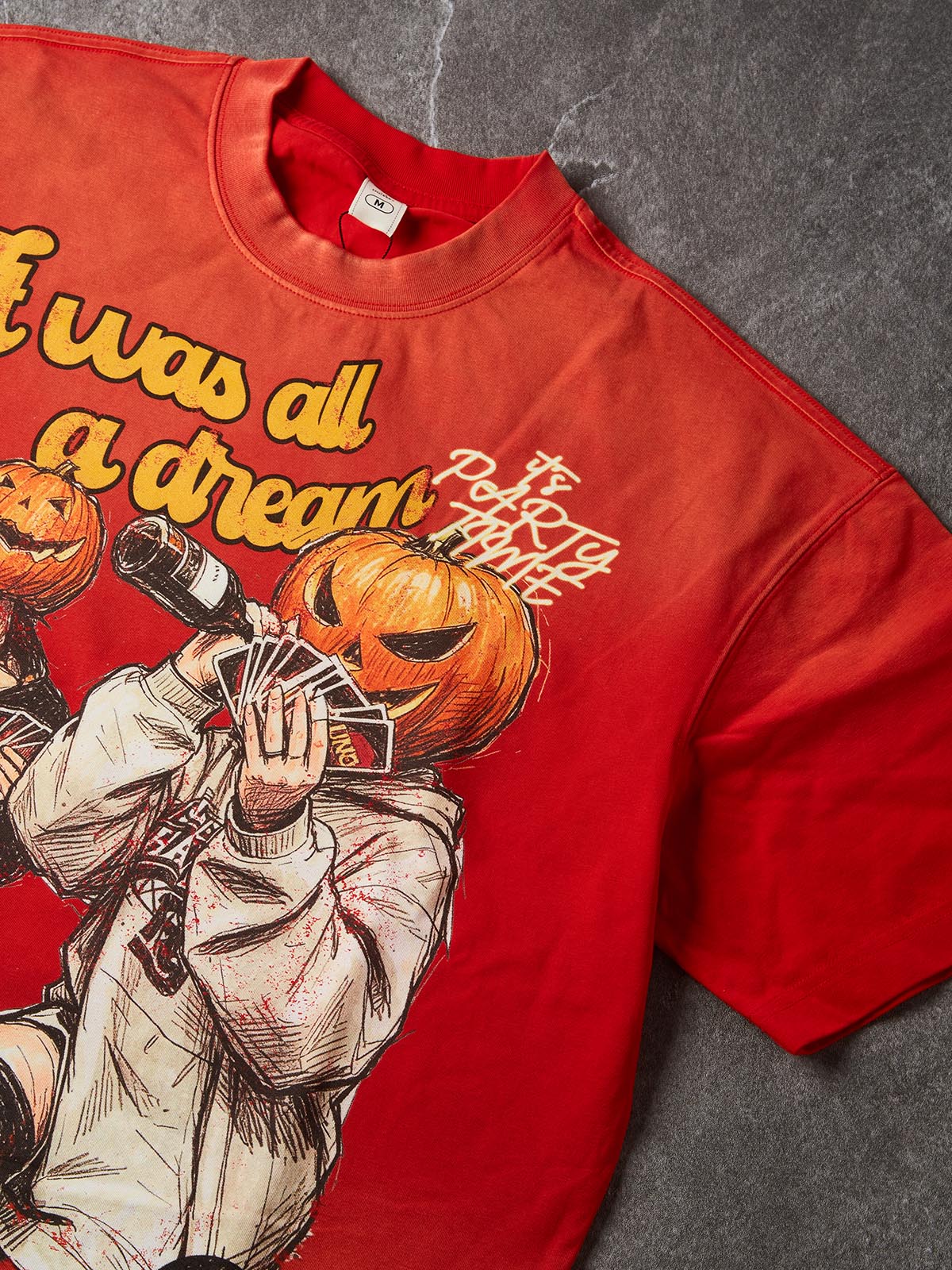 NOISSEY It Was All A Dream Orange-Red Gradient Halloween Boxy Short Sleeve T-Shirt