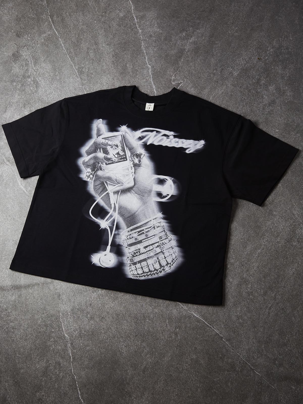 NOISSEY "Y2K MP3 Earphones" Cropped Boxy Short-Sleeve T-Shirt