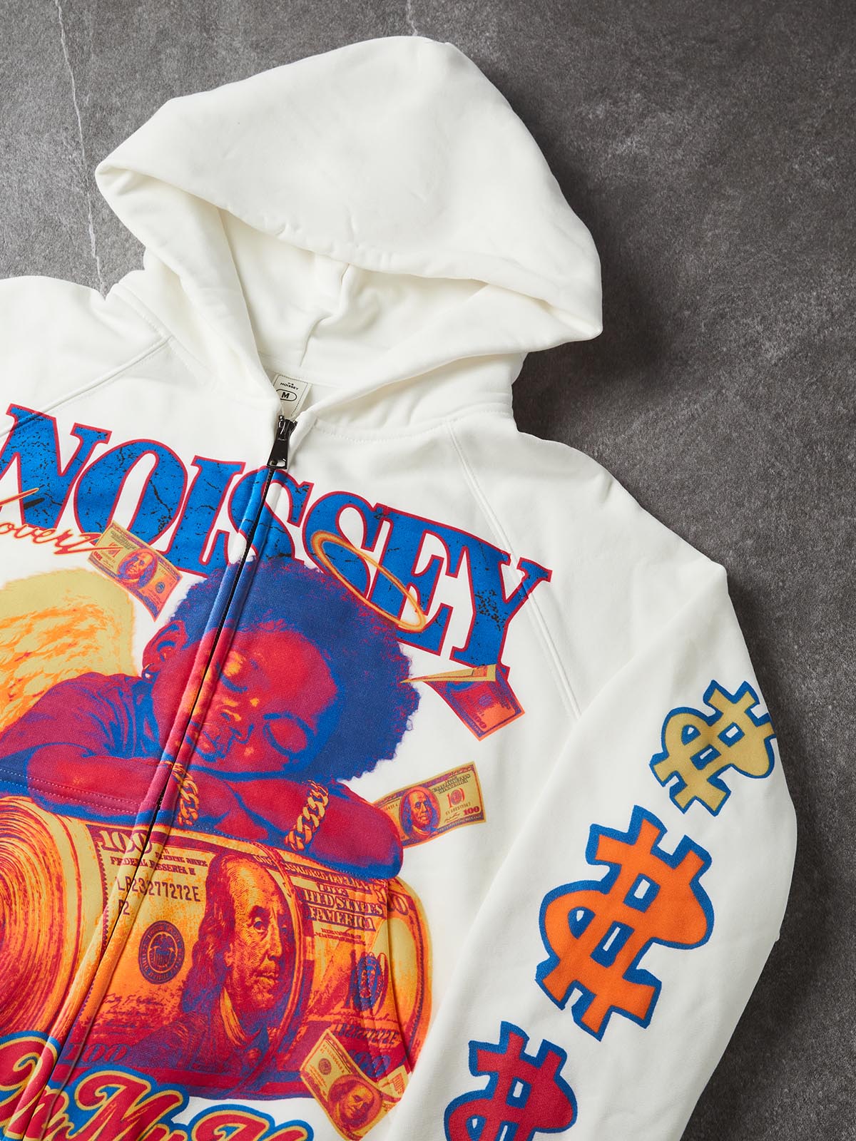 NOISSEY "Money On My Mind" High-Saturation Angel Full-Zip Hoodie - Black