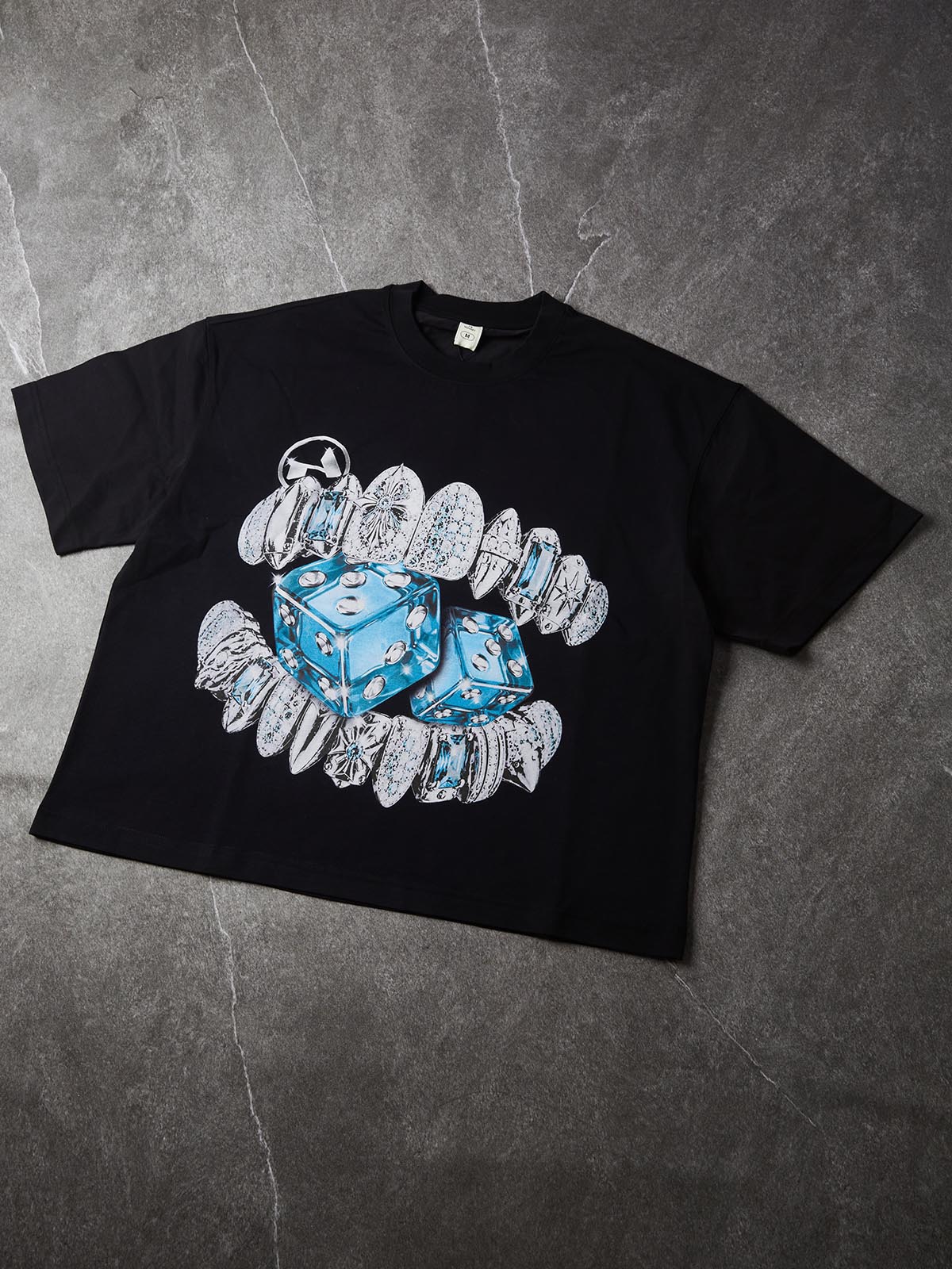 NOISSEY Diamond Dice Grillz Graphic Boxy Tee - Streetwear T-Shirt