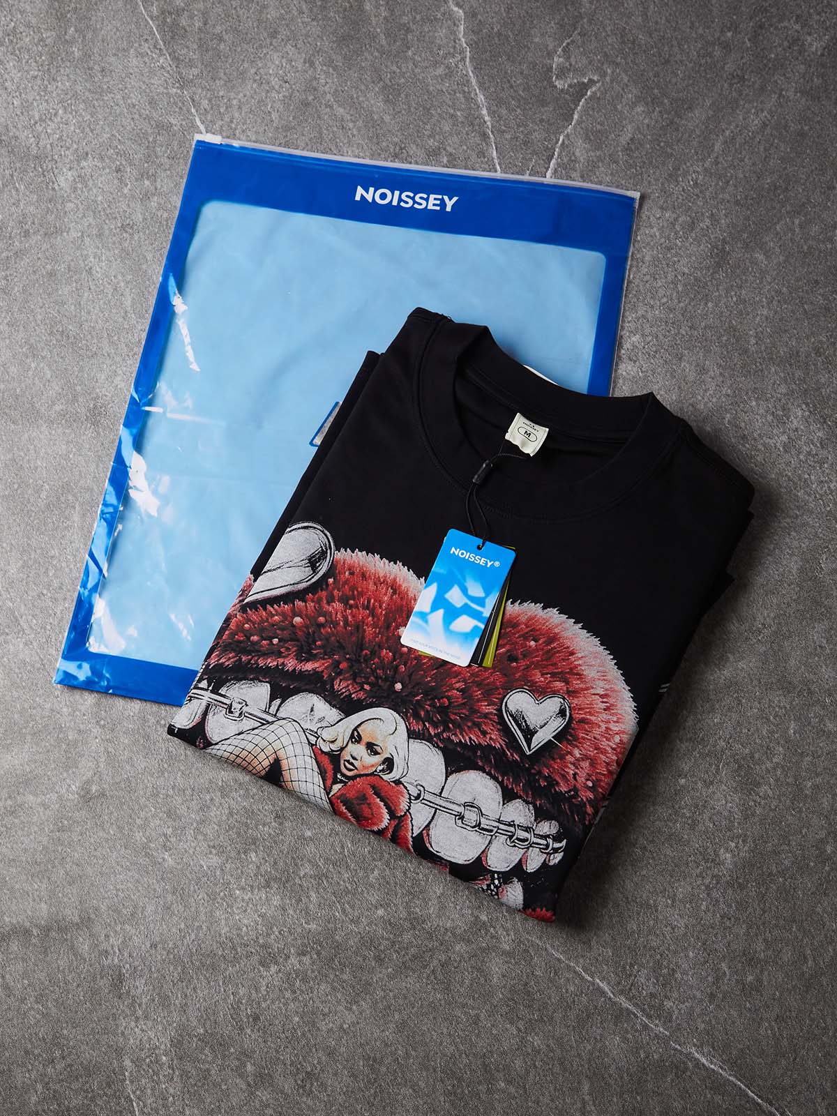 NOISSEY Ruby Lips Grills Graphic Heavyweight Long Sleeve Tee - Black Streetwear Shirt