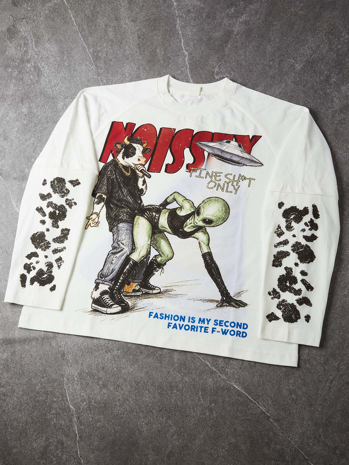 NOISSEY "Alien & Bull" Parody Graffiti Fake Two-Piece Long-Sleeve Tee