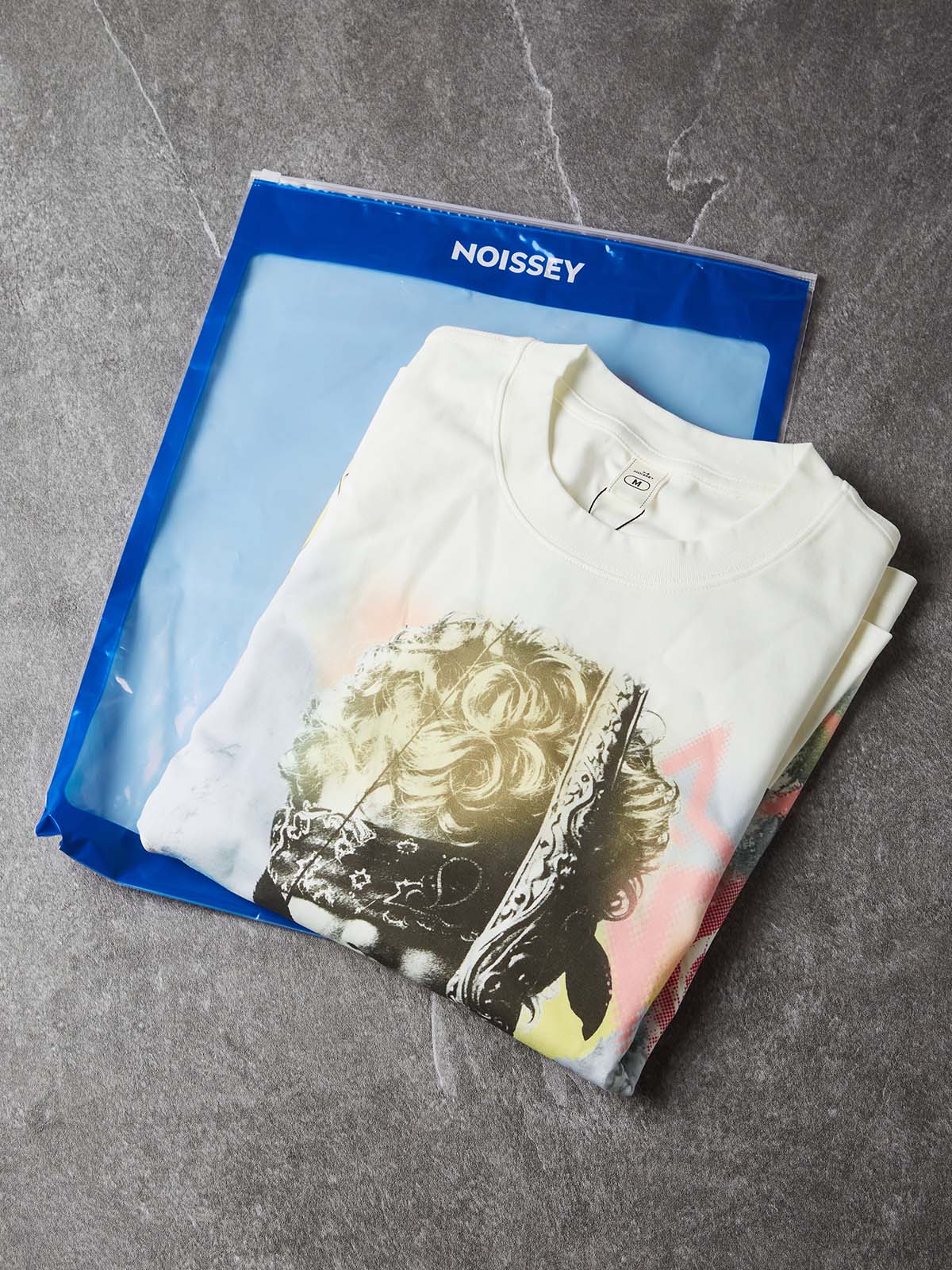 NOISSEY "Blind Cupid" Morandi Tone Paisley Blindfolded Angel &amp; Rose White Long-Sleeve Tee