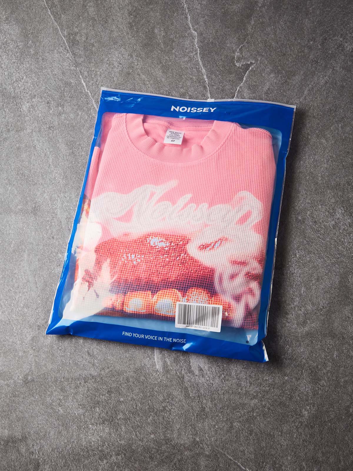 NOISSEY "Rose Smoke Grills" Pop Art Waffle Long-Sleeve Tee - Pink