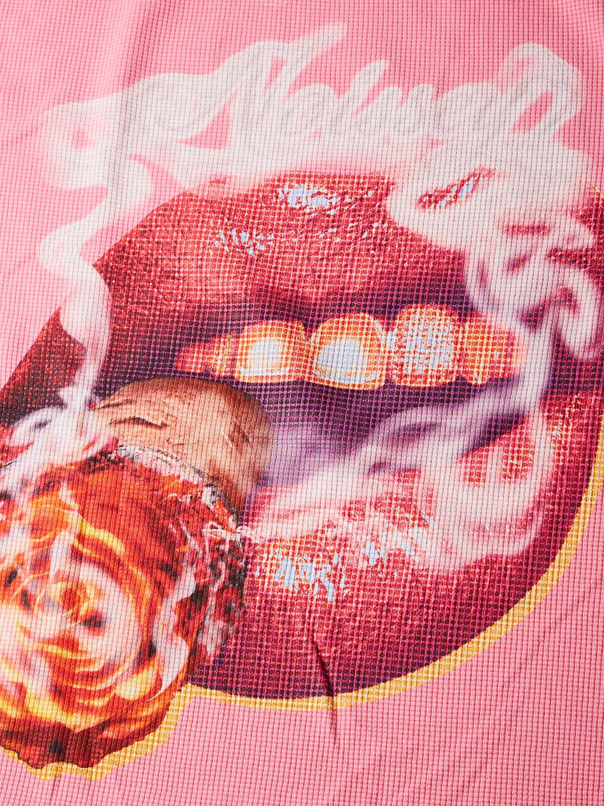 NOISSEY "Rose Smoke Grills" Pop Art Waffle Long-Sleeve Tee - Pink