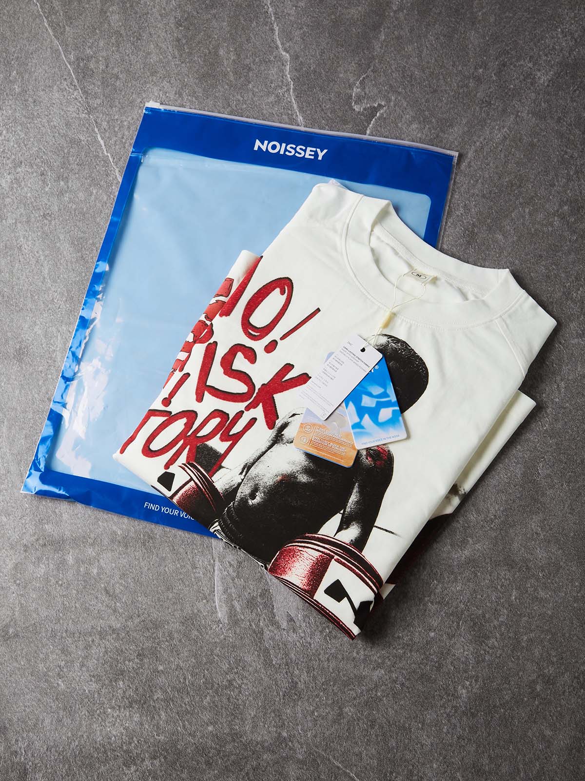 NOISSEY Boxer Boy Graffiti Fake-Two-Piece Heavyweight Long Sleeve Tee White
