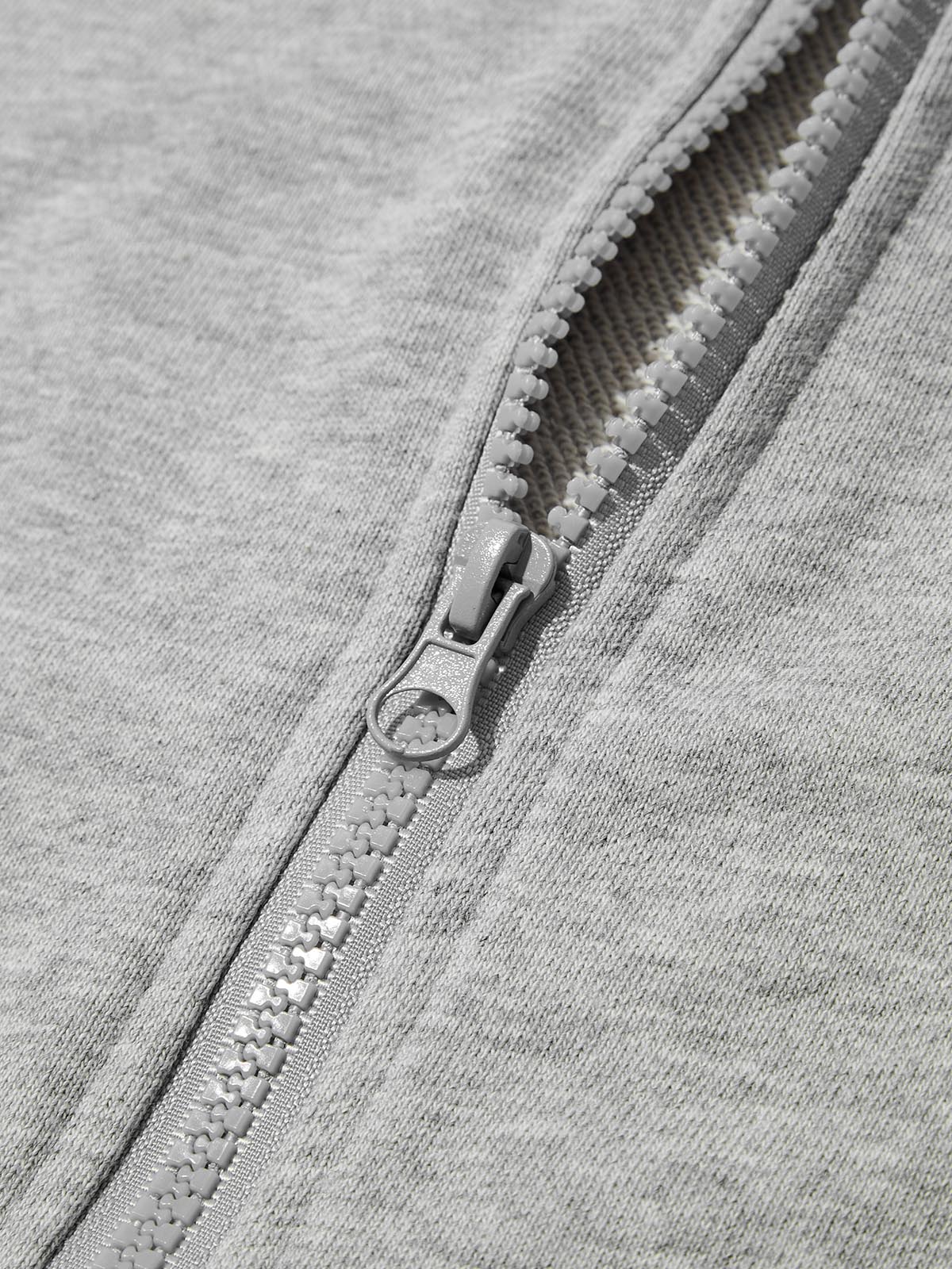 Functional Silver Nail Art 370g Grey Zip-Up Hoodie