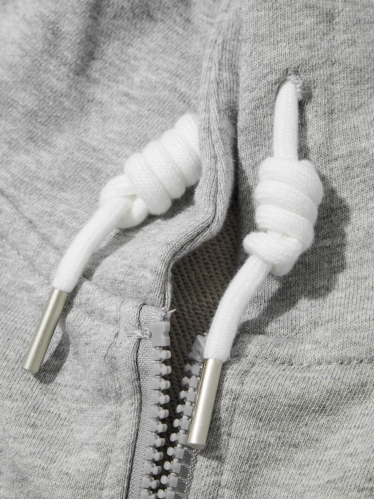 Functional Silver Nail Art 370g Grey Zip-Up Hoodie