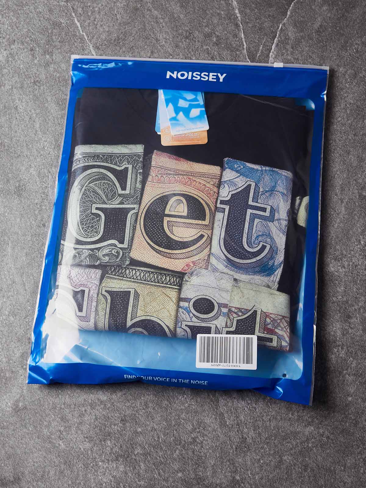 NOISSEY Money Collage "Get Shit Done" Streetwear Black Faux-Layer Long Sleeves