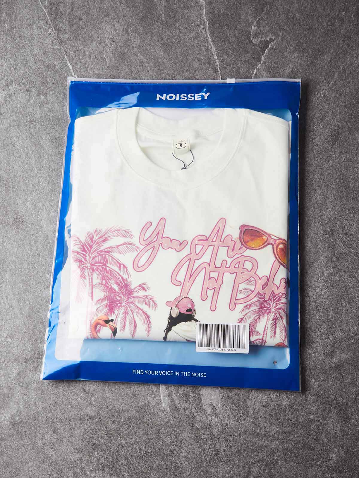 NOISSEY Pink Supercar Flamingo Resort Vibe White Long Sleeve Shirt