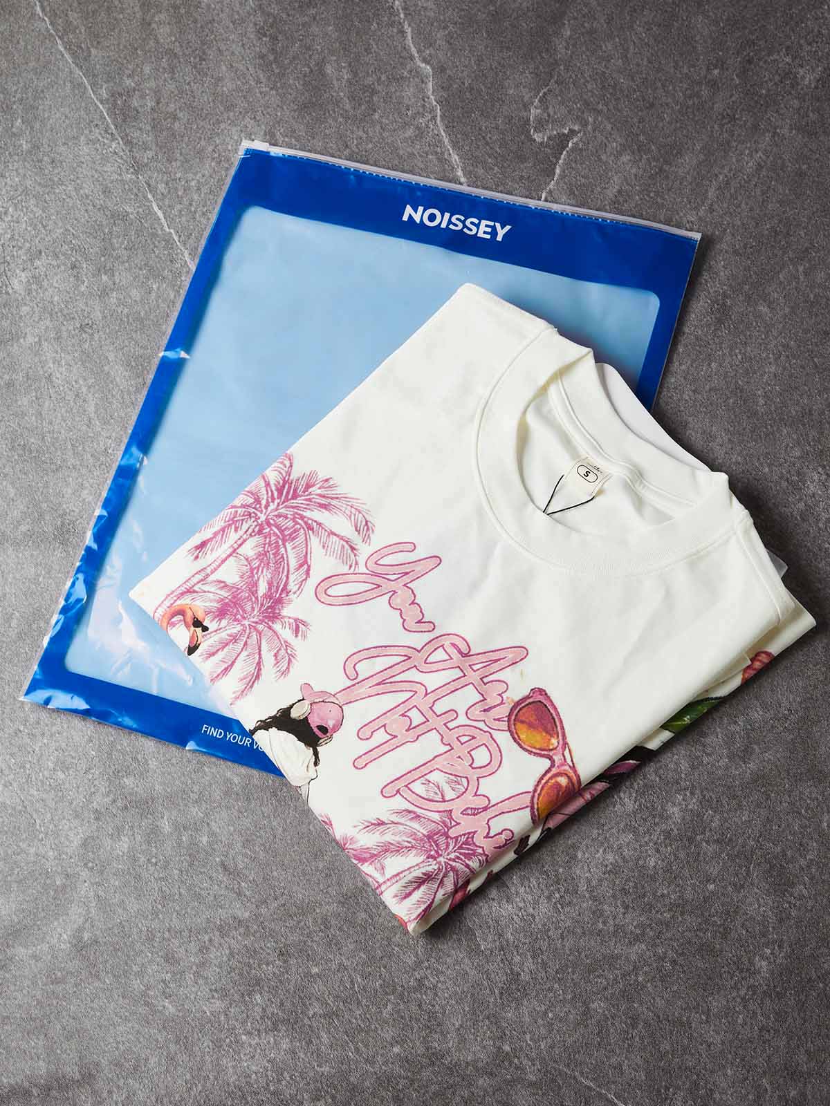 NOISSEY Pink Supercar Flamingo Resort Vibe White Long Sleeve Shirt