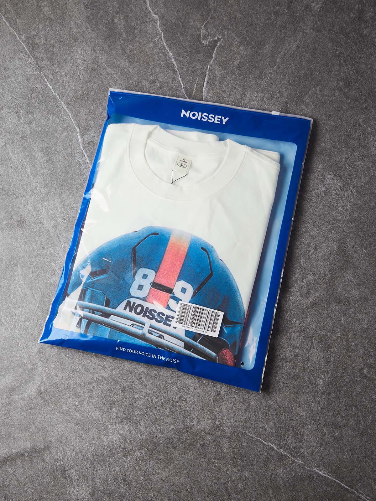 NOISSEY Red &amp; Blue Football Helmet Dual-Color Sleeve White Long Sleeve Shirt