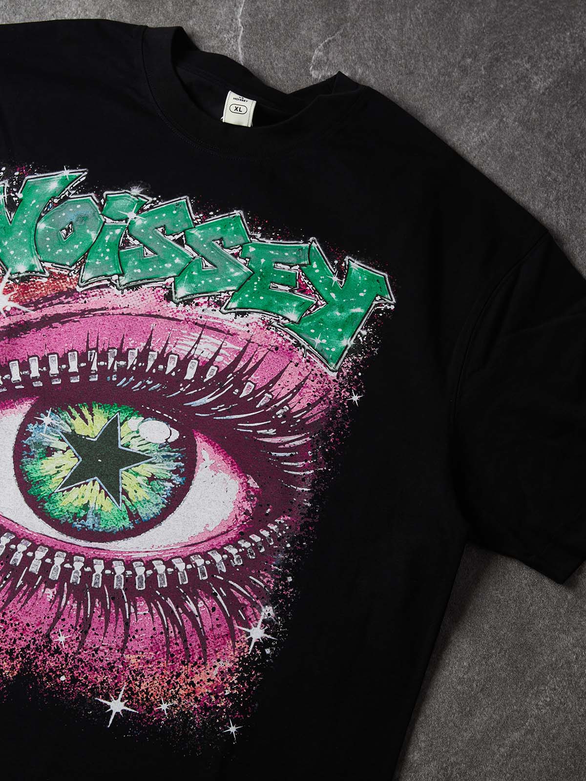 NOISSEY "Open Your Eyes" Giant Eye & Zipper Black Oversized Short-Sleeve Tee