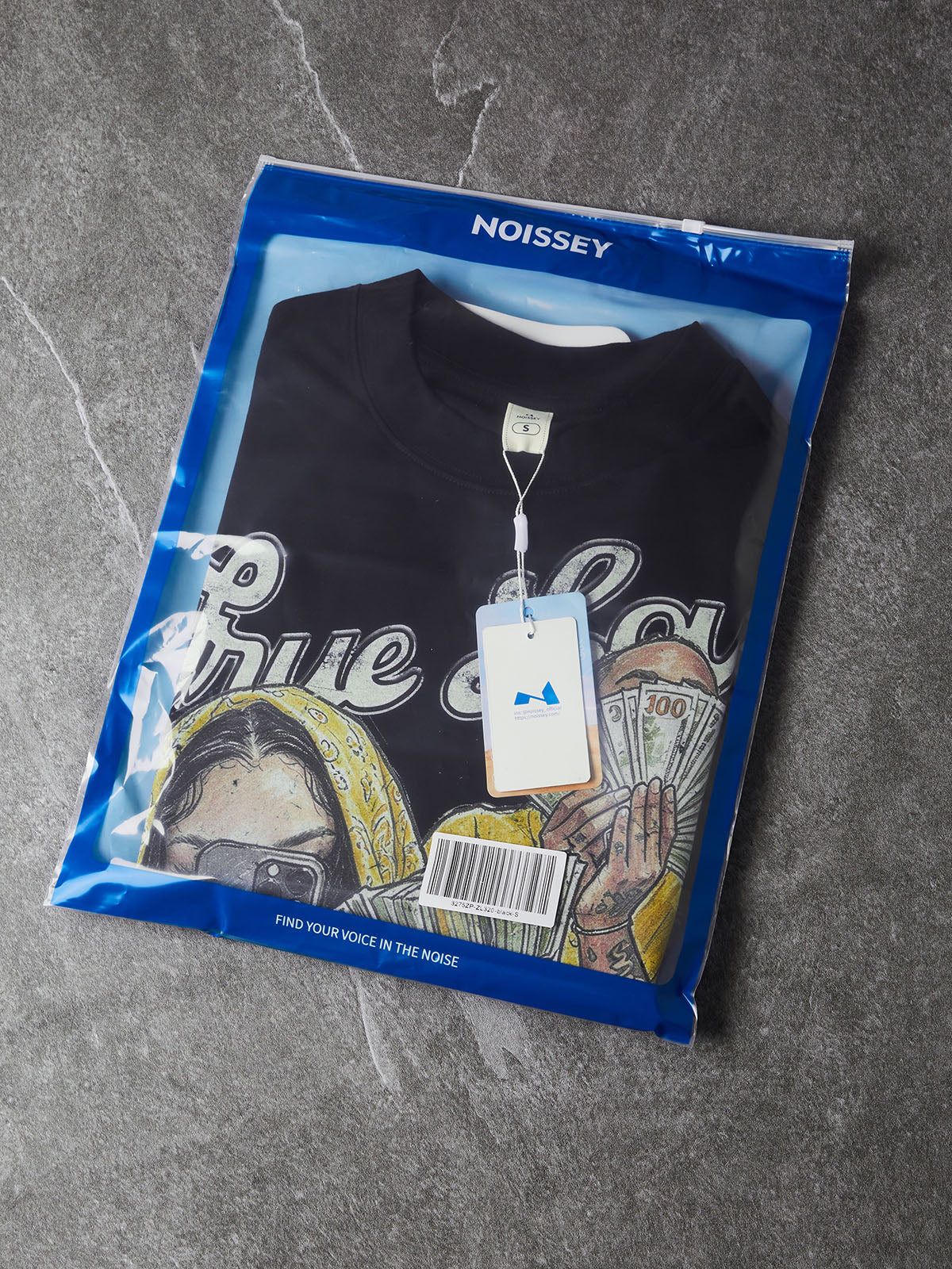 NOISSEY "True Love" Money Couple & YOLO Graphic Oversized Black T-Shirt