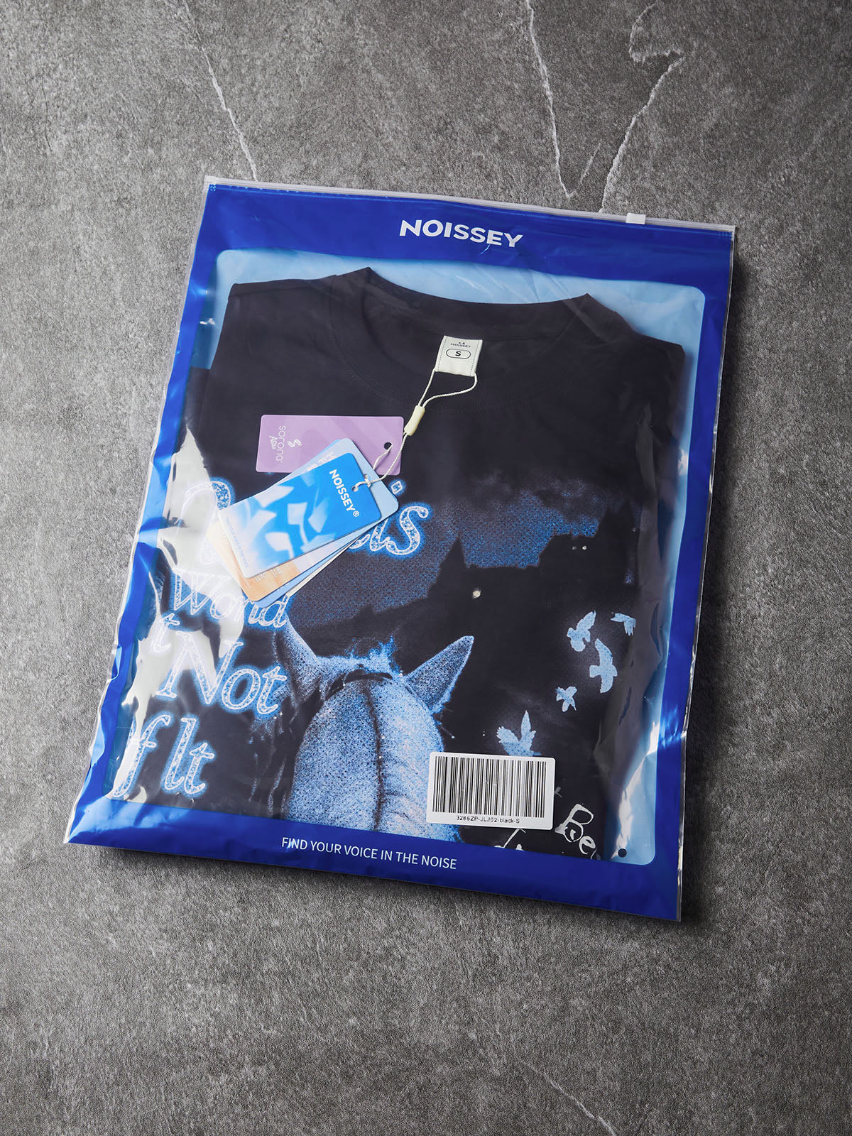 NOISSEY "In This World" Knight & White Horse Purple Cup Faux Layer Long Sleeve Tee