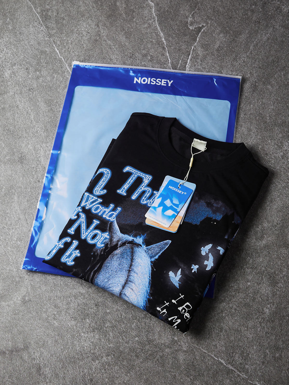 NOISSEY "In This World" Knight & White Horse Purple Cup Faux Layer Long Sleeve Tee