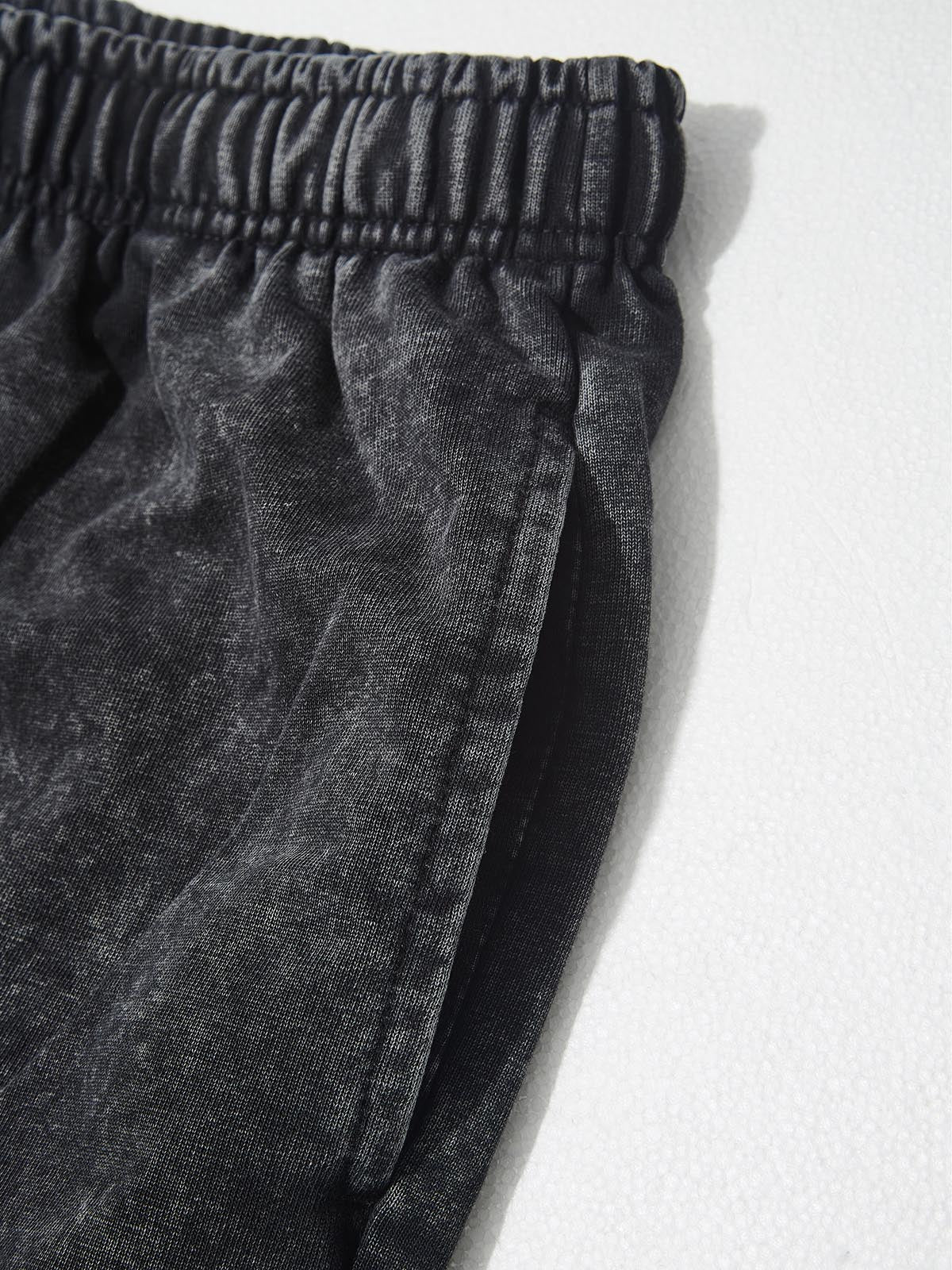 Glittering Lip Print 370g Black Wash Pants