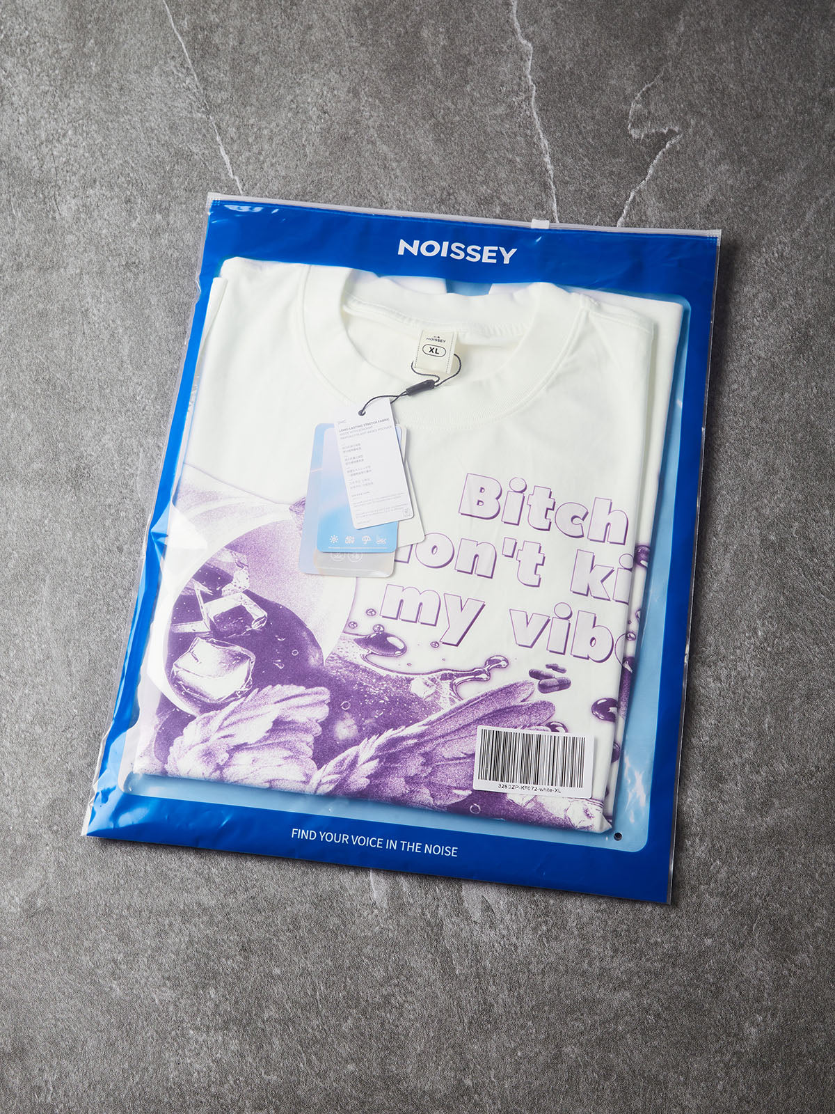 NOISSEY "Don't Kill My Vibe" Fallen Angel & Purple Cup Graphic White T-Shirt