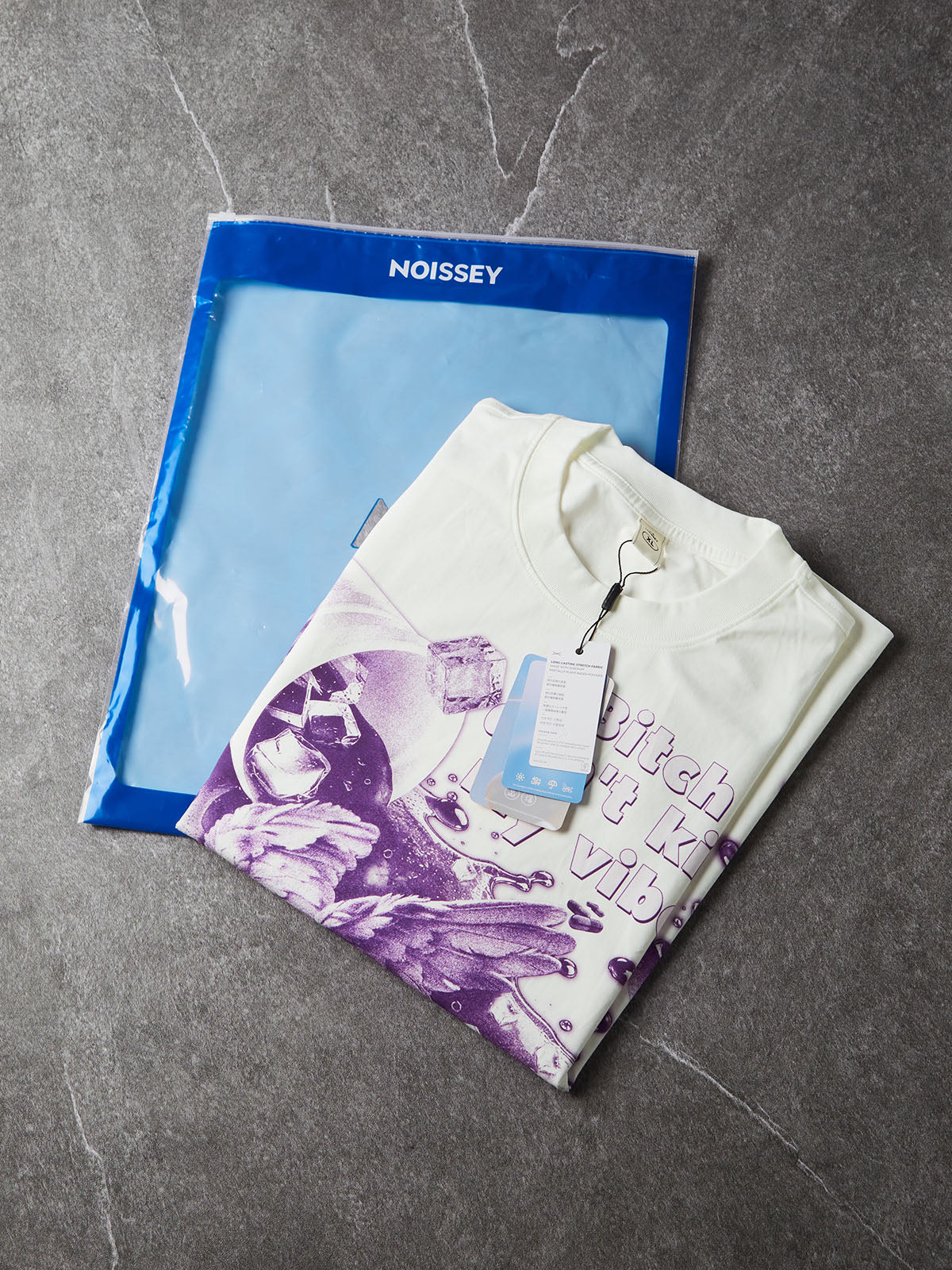 NOISSEY "Don't Kill My Vibe" Fallen Angel & Purple Cup Graphic White T-Shirt