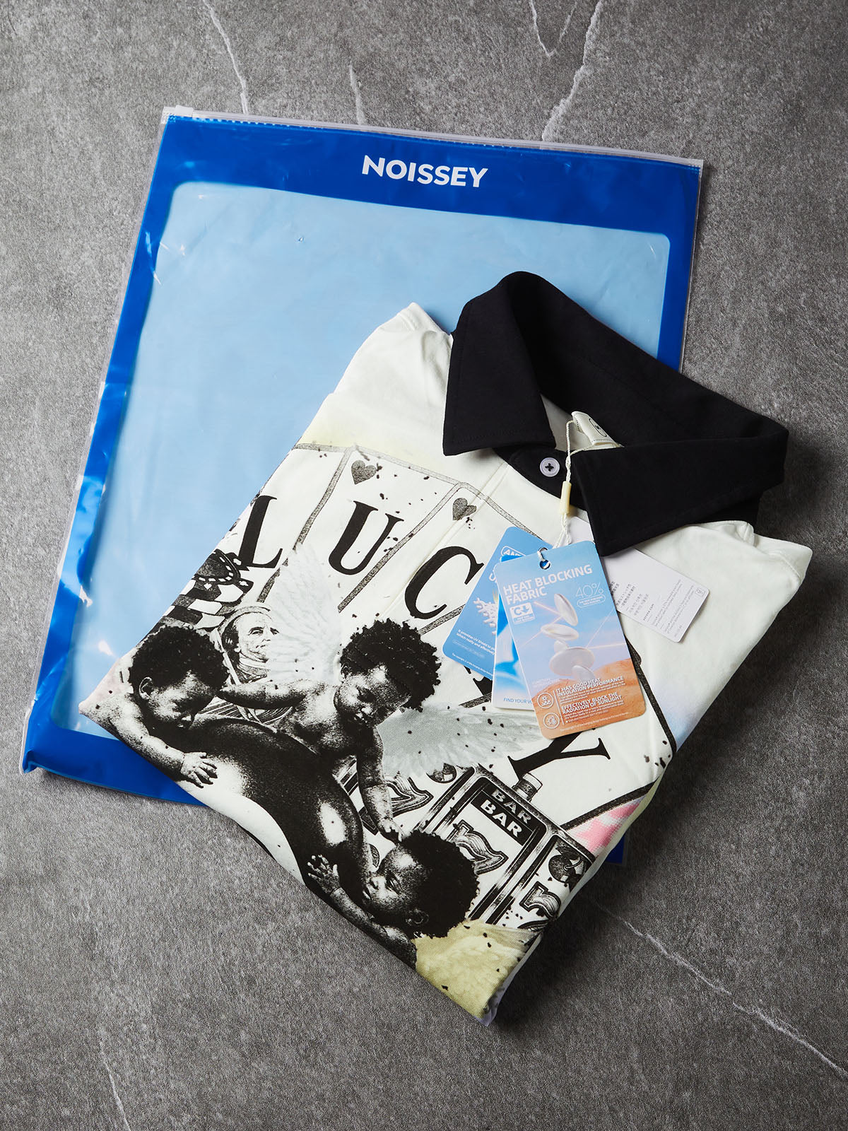 NOISSEY "Pray to Win" Three Angels & Lucky 8-Ball Graphic Polo Shirt