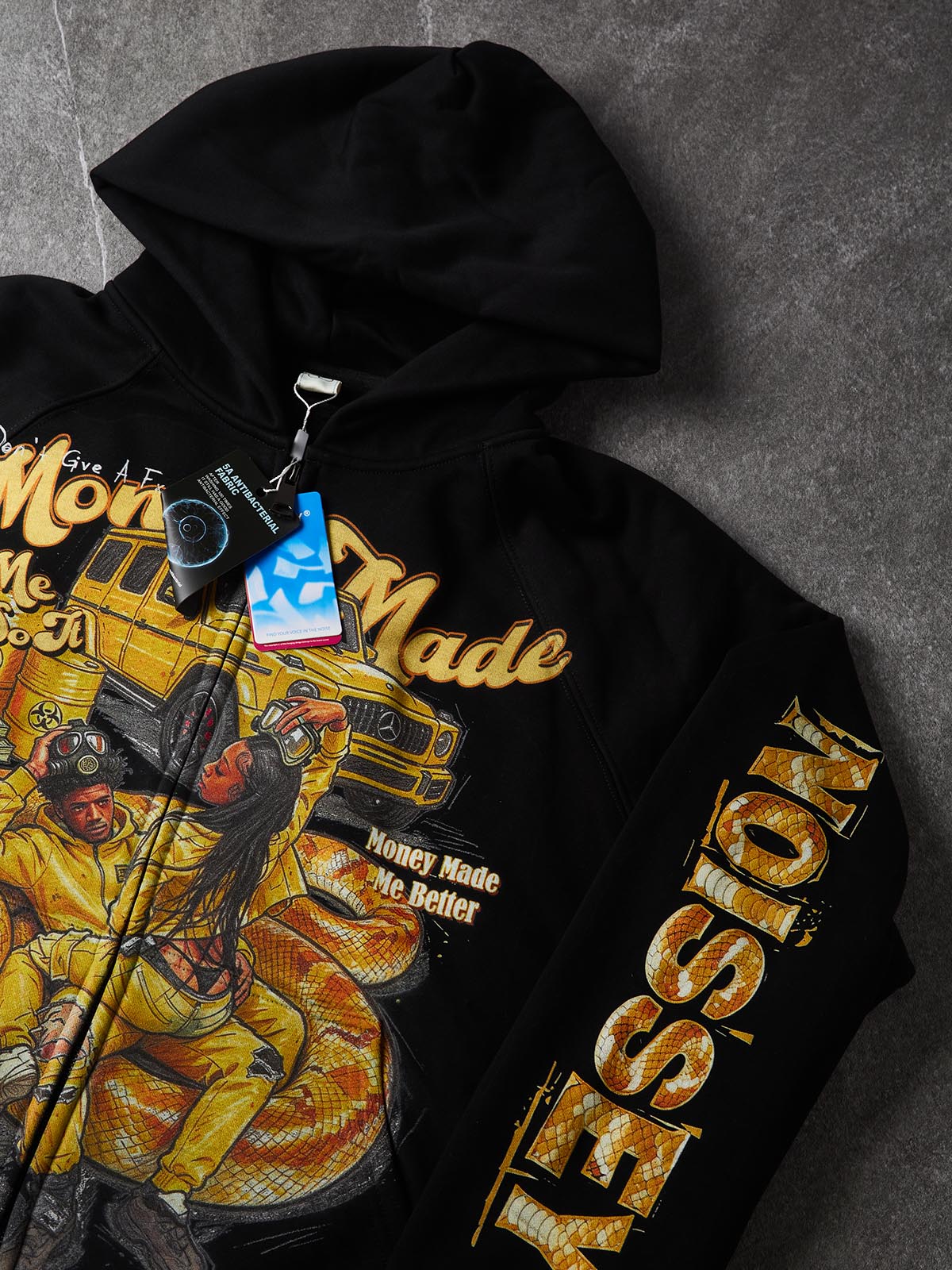 NOISSEY "Money Made" Golden Python &amp; G-Wagon Couple Graphic Zip-Up Hoodie