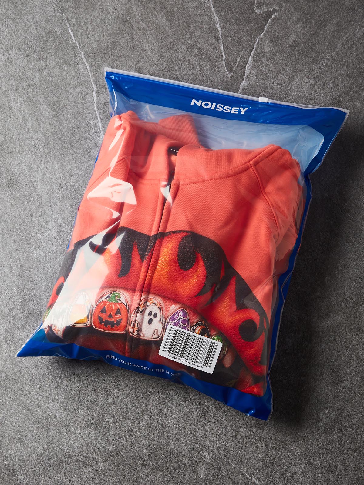 NOISSEY "Spooky Grillz" Flame Lips &amp; Halloween Diamond Grillz Orange Zip-Up Hoodie