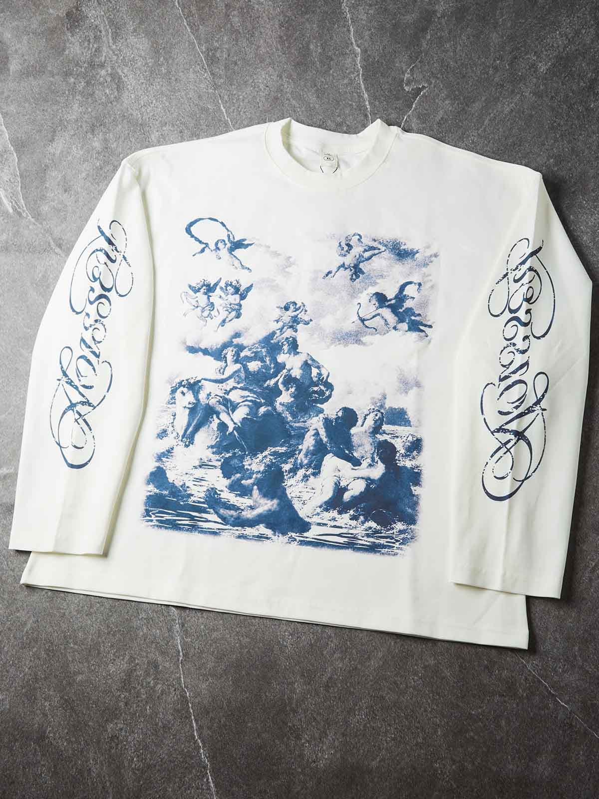 NOISSEY "Rape of Europa" Cyanotype Fine Art Engraved White Long Sleeve Tee
