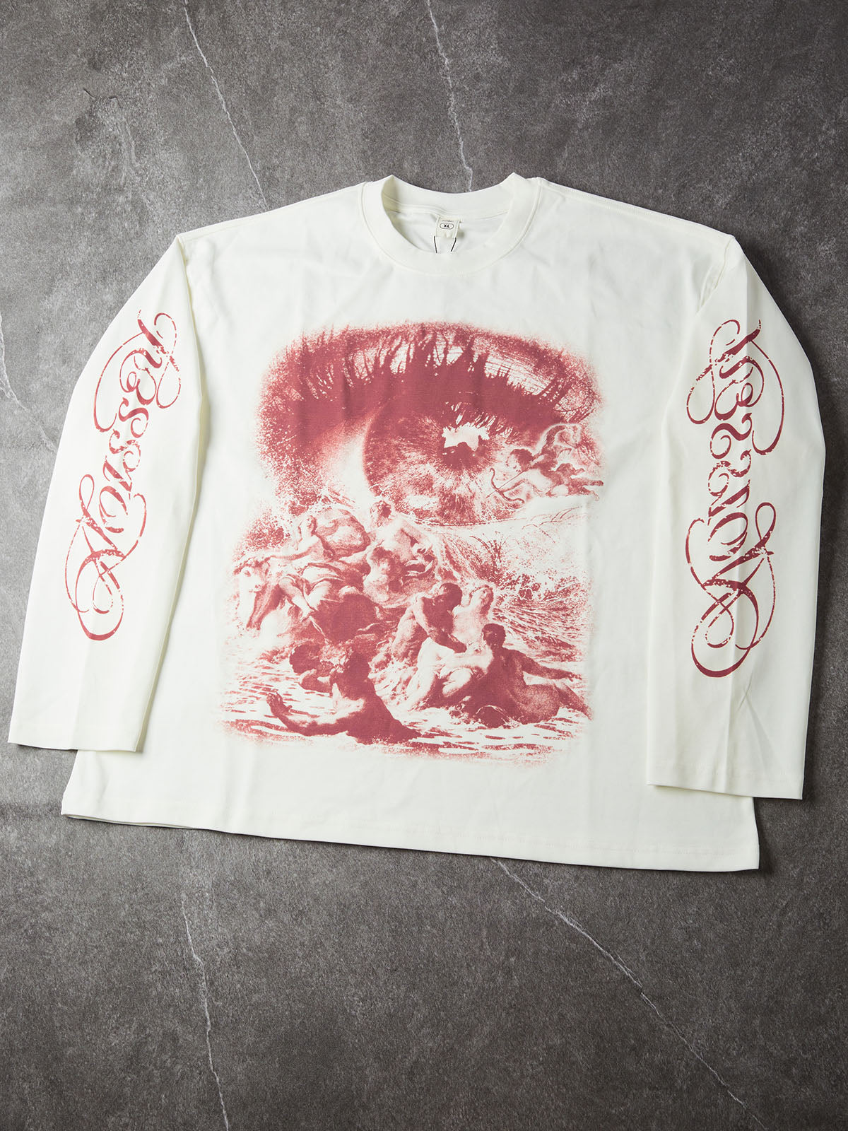 NOISSEY "Vision of Europa" Crimson Engraving Eye & Mythological Cherub White Long Sleeve Tee