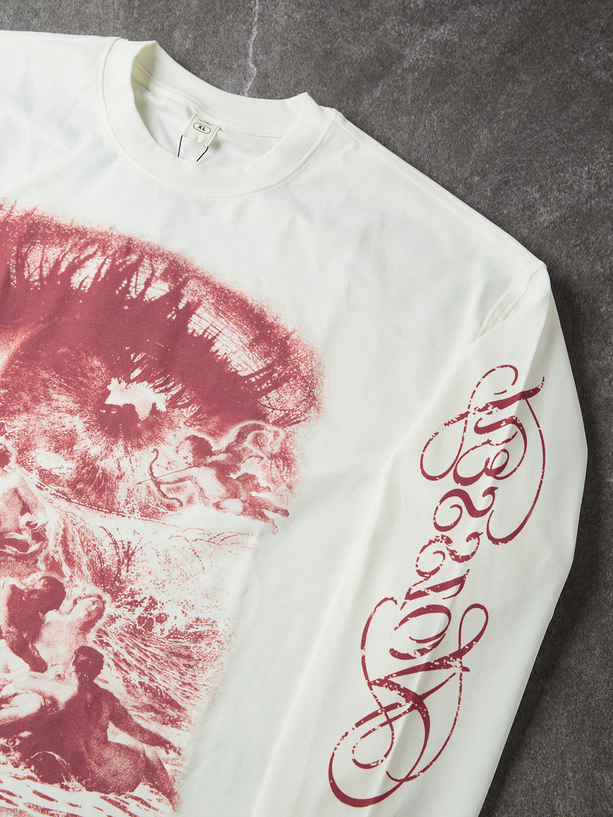 NOISSEY "Vision of Europa" Crimson Engraving Eye & Mythological Cherub White Long Sleeve Tee