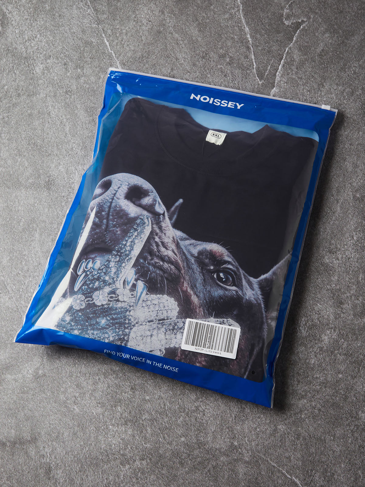 NOISSEY "GET UP" Doberman & Diamond Hand Black Long Sleeve Tee