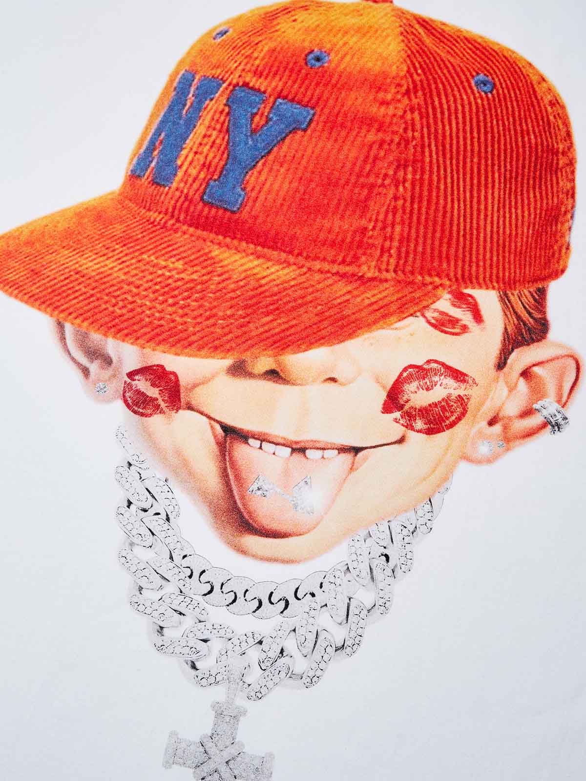 Neuman Boy Peaked Cap & Diamond Necklace Print T-Shirt